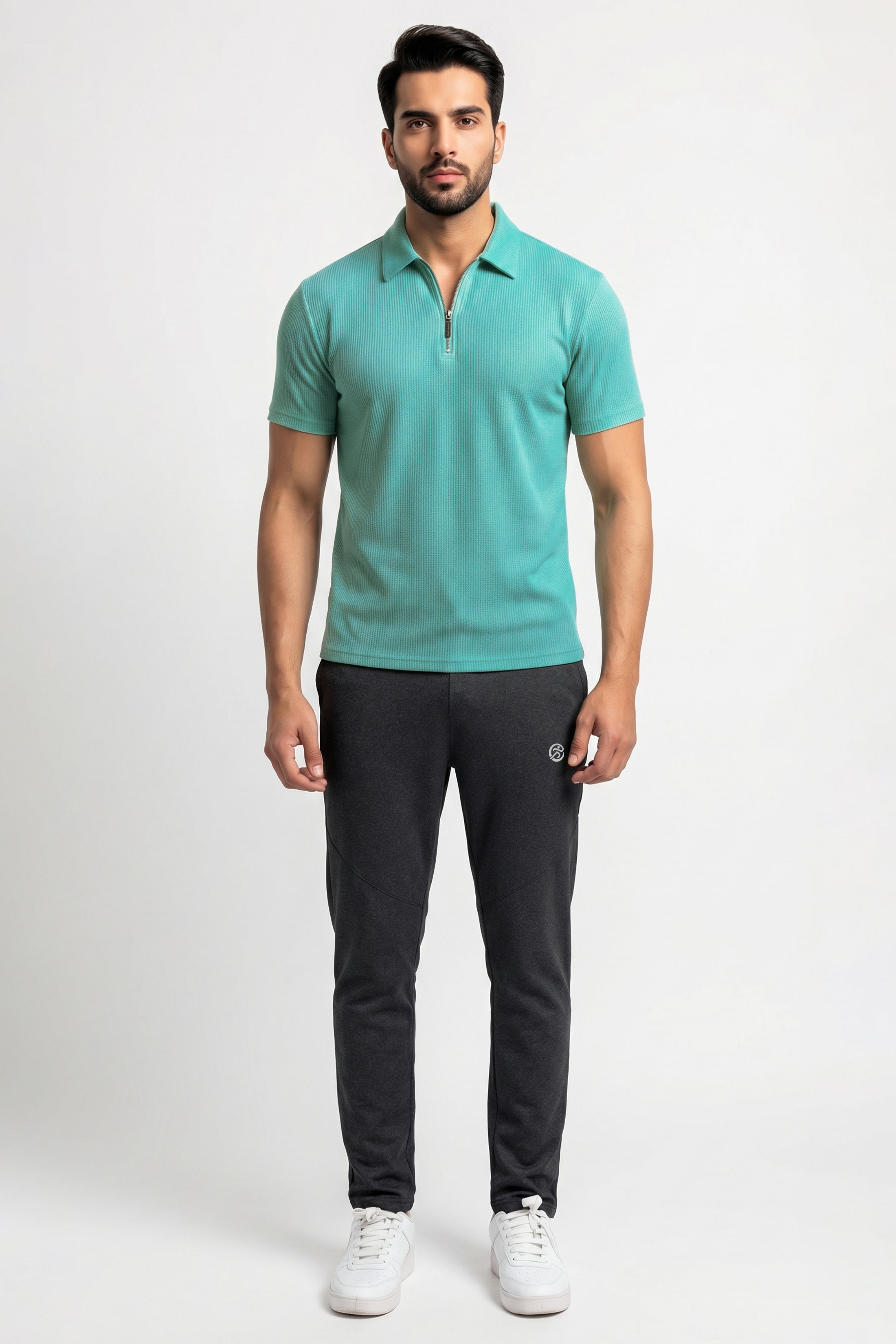 Imported Neon Excutive Tracksuit - Excutive Wafle Net Neon Polo + Classic BD Lecra Imported Drak Gray Trouser