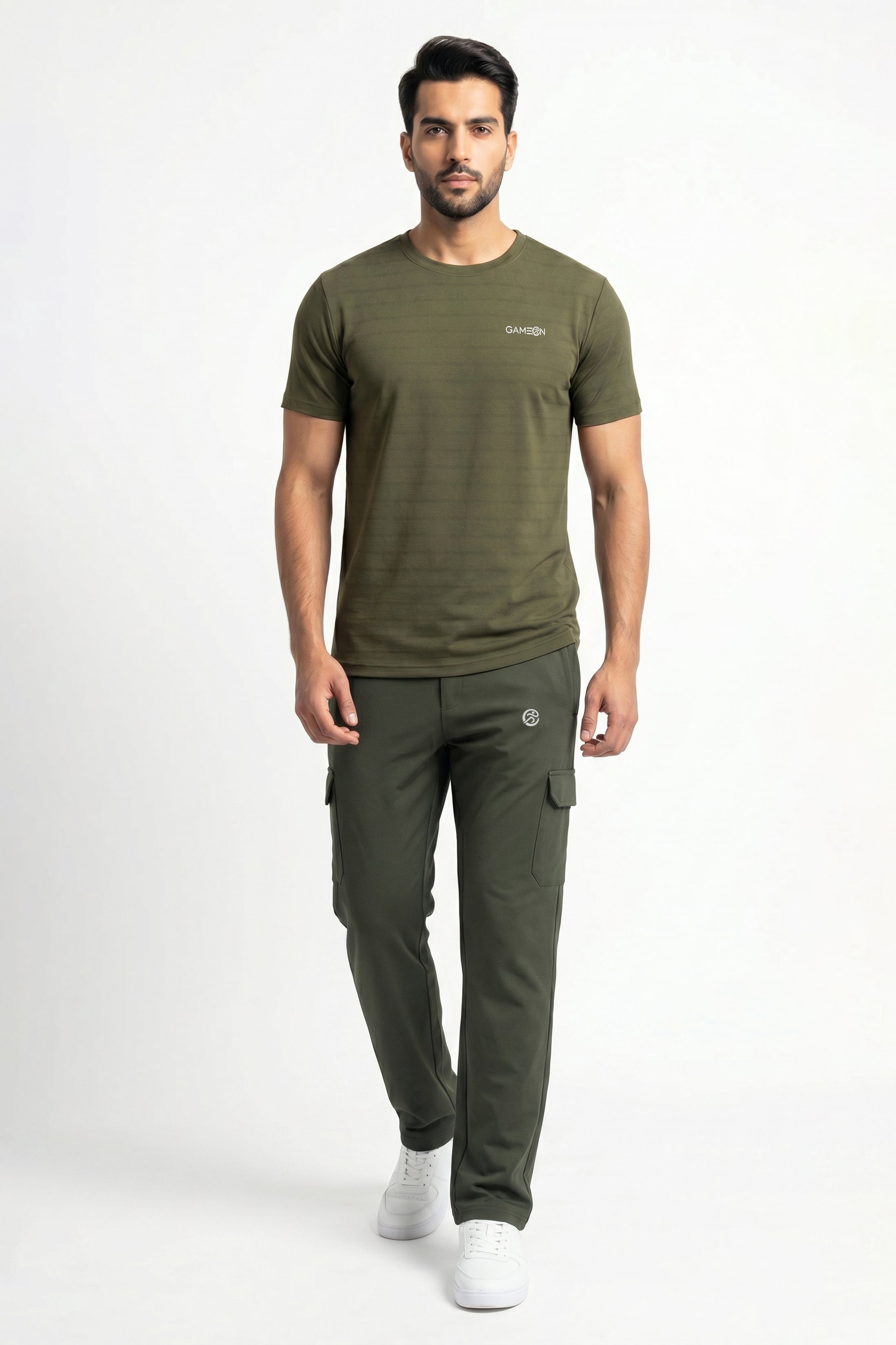 Imported HydroTrek Set -Premium Woven Olive Tery Trouser + Bee Mash Excutive Olive Polyester Shirt
