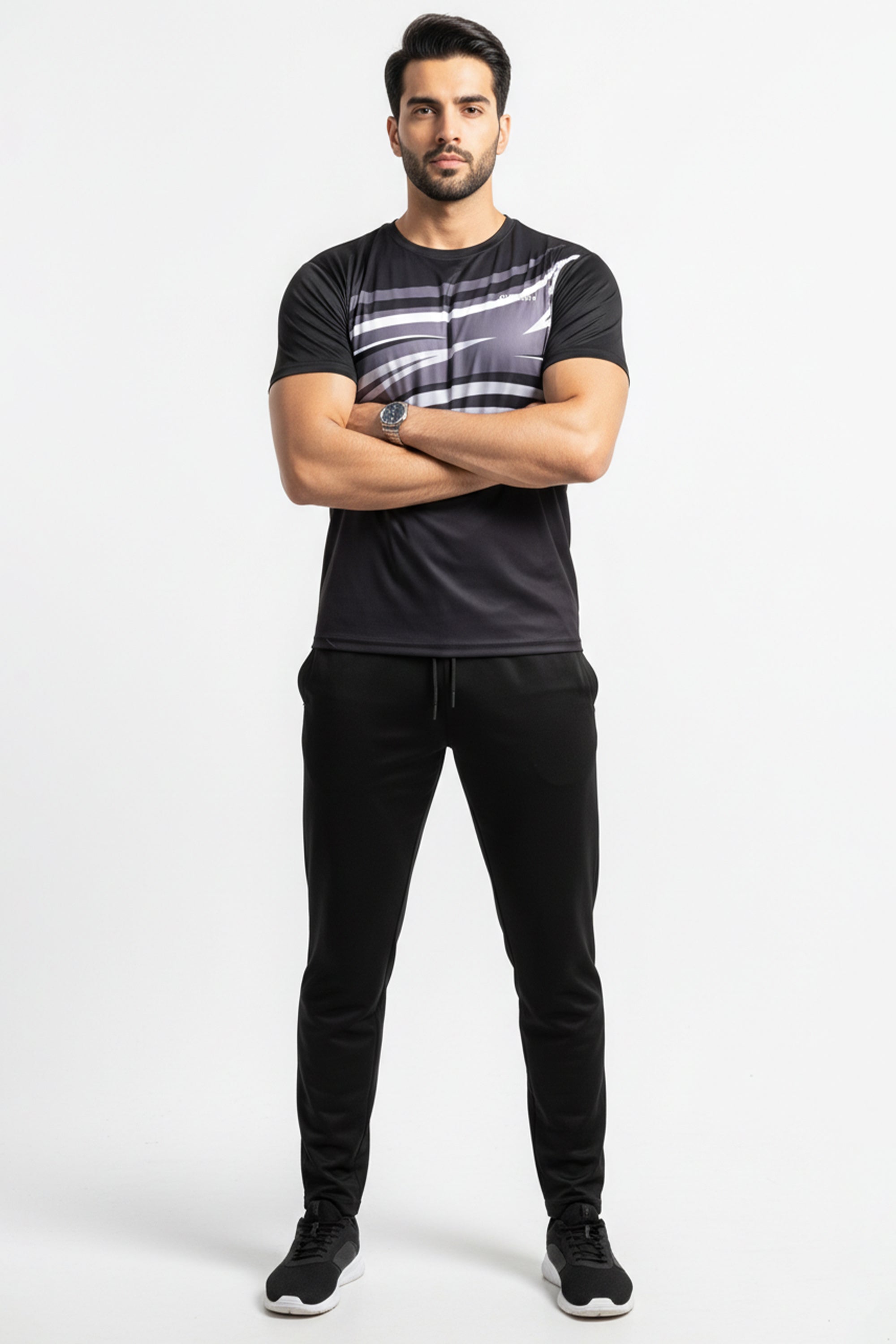 Storm Break Track Suit - Premium Polyester Black Plain Trouser + Sublimation Shirt