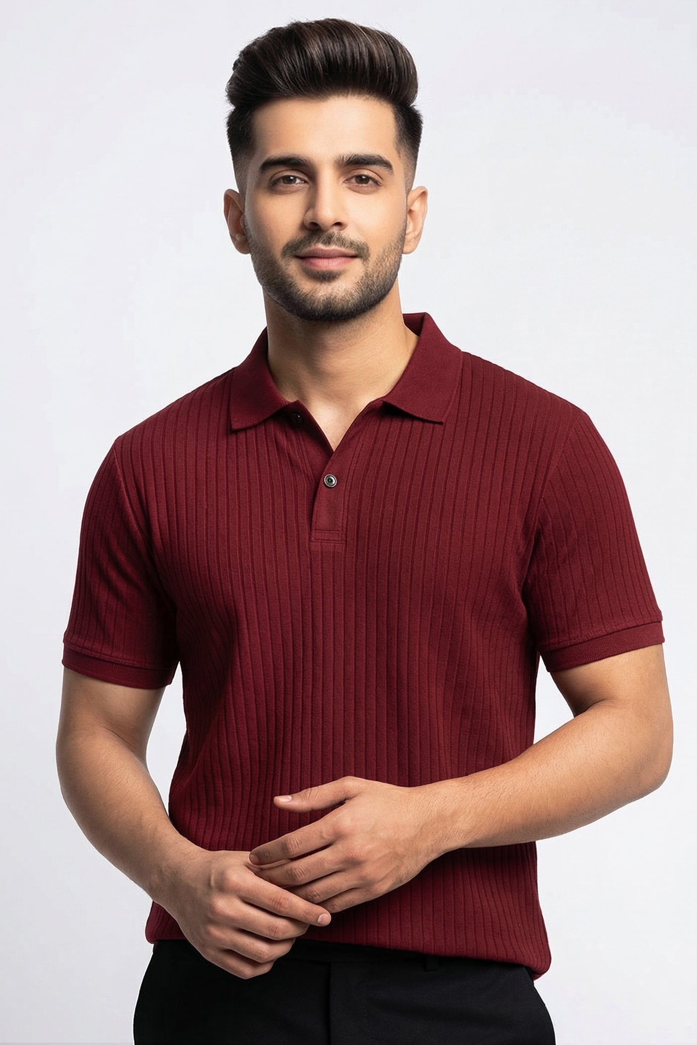 Maroon Textured Polo – Rich Hue, Refined Style