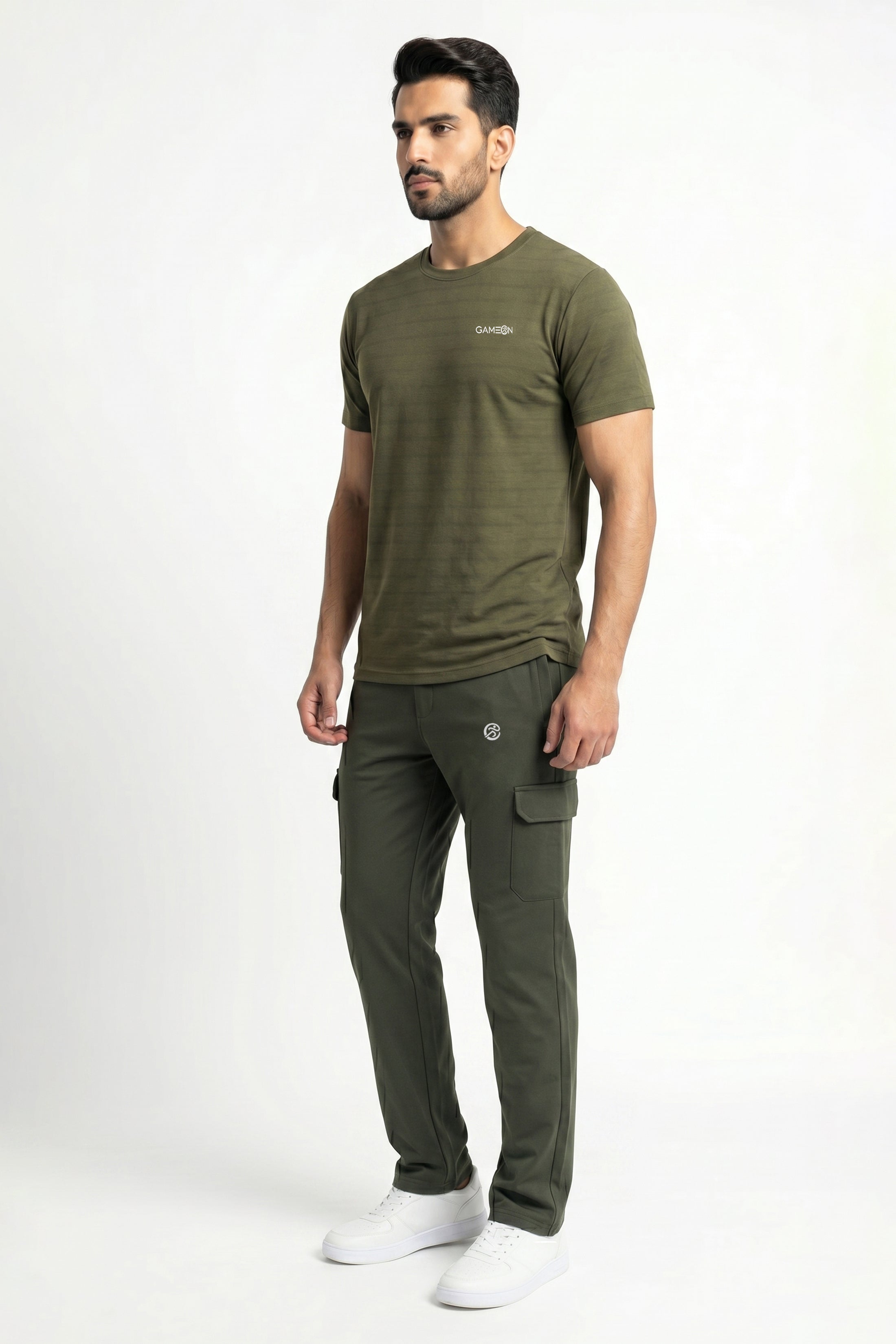 Imported HydroTrek Set -Premium Woven Olive Tery Trouser + Bee Mash Excutive Olive Polyester Shirt