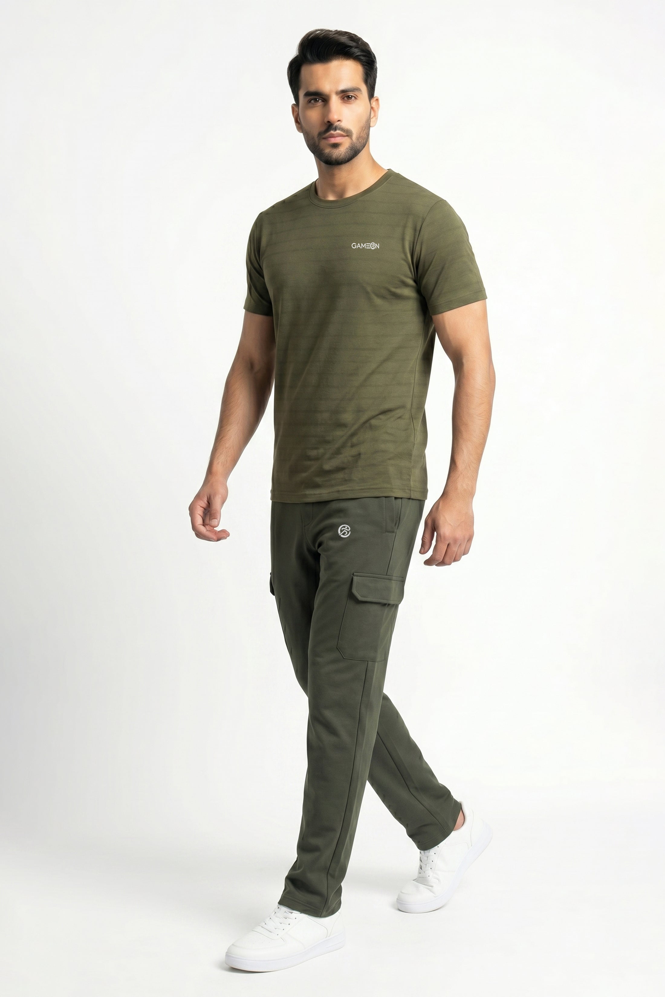 Imported HydroTrek Set -Premium Woven Olive Tery Trouser + Bee Mash Excutive Olive Polyester Shirt