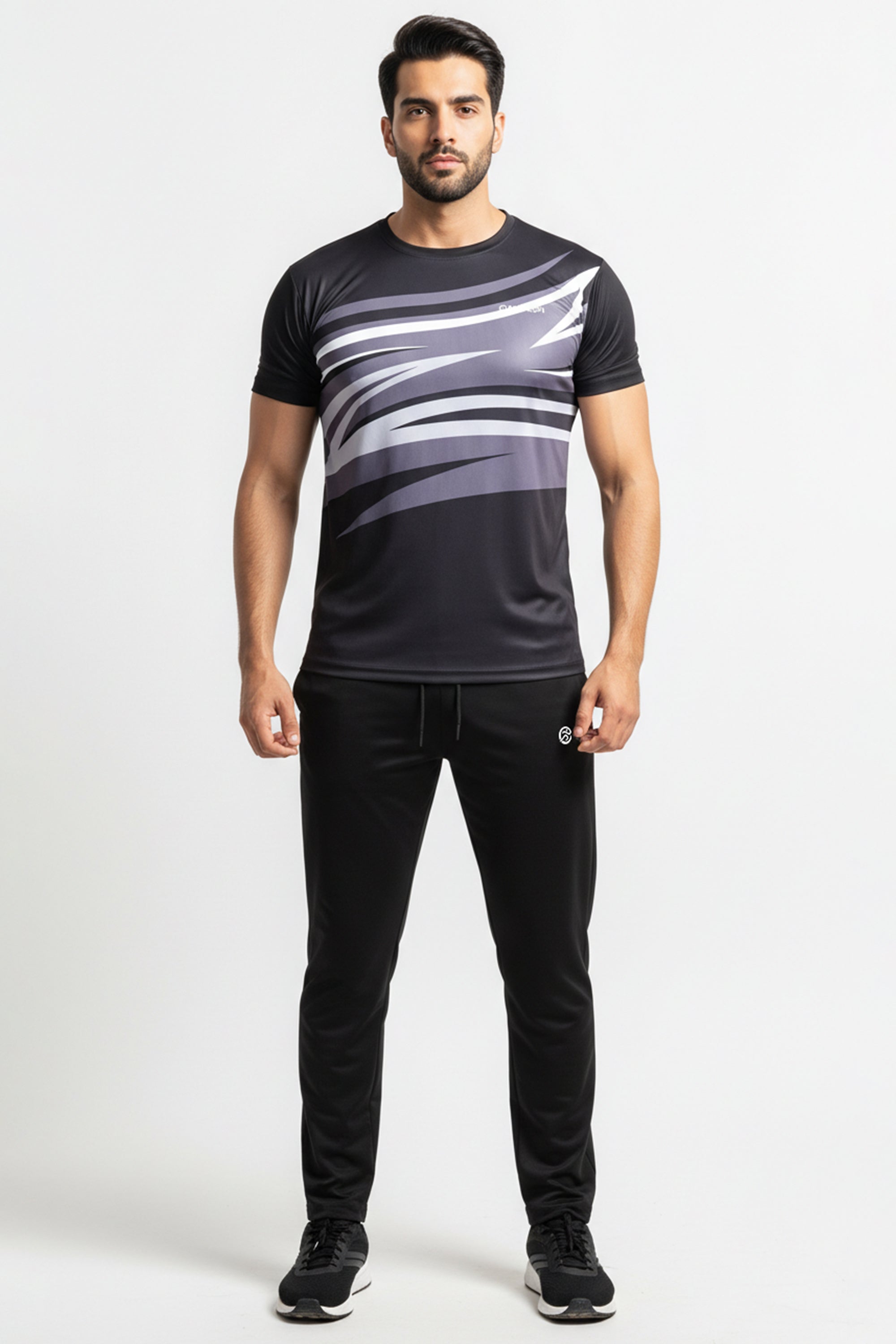 Storm Break Track Suit - Premium Polyester Black Plain Trouser + Sublimation Shirt