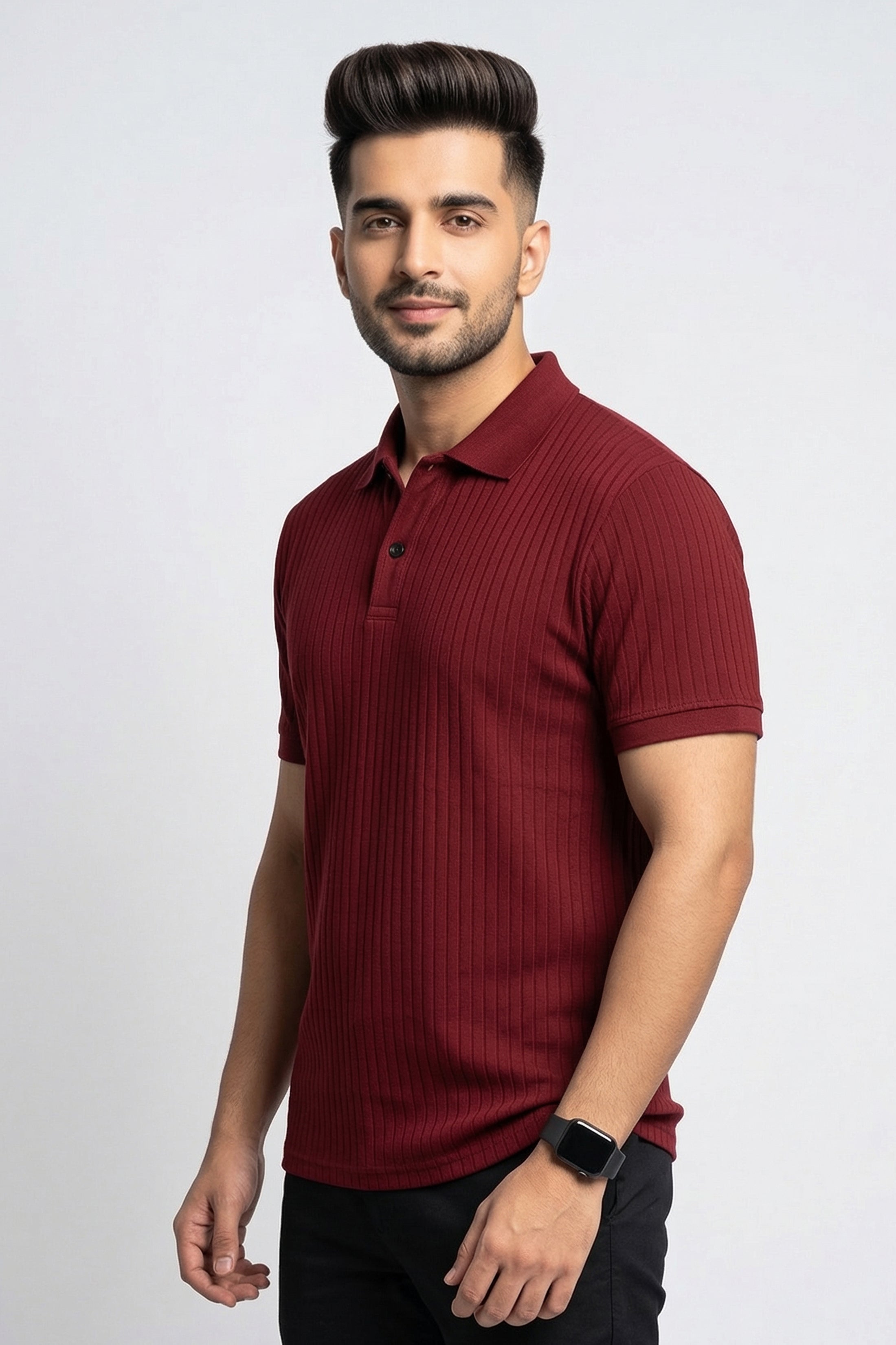 Maroon Textured Polo – Rich Hue, Refined Style