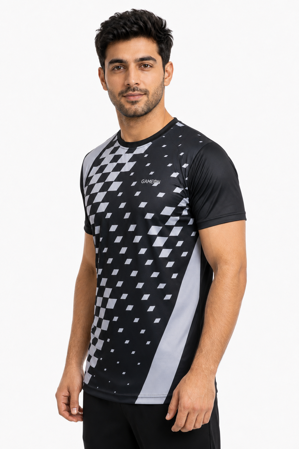 GameOn Matrix Sublimation Round-Neck Shirt – Black/Grey