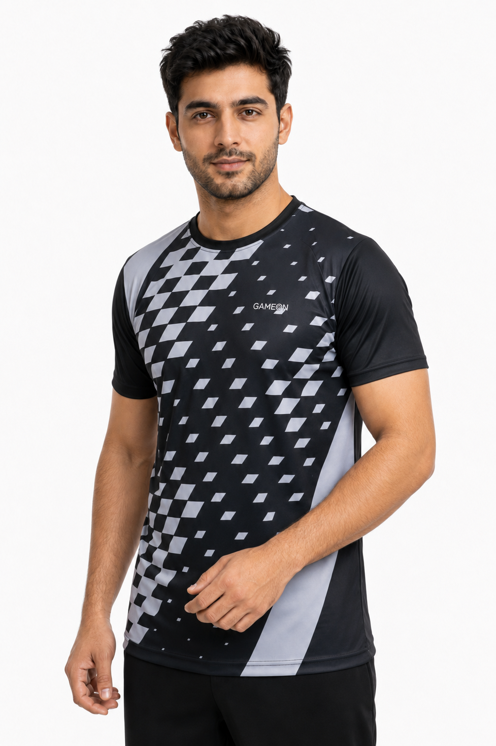 GameOn Matrix Sublimation Round-Neck Shirt – Black/Grey