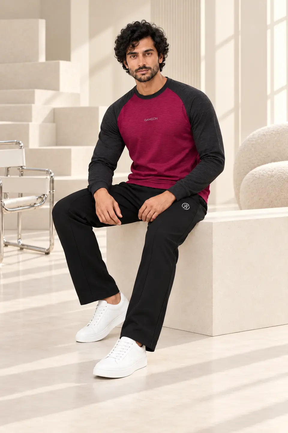 Burgundy Pulse – Men’s Cationic Shirt & Straight-Fit Trouser Set