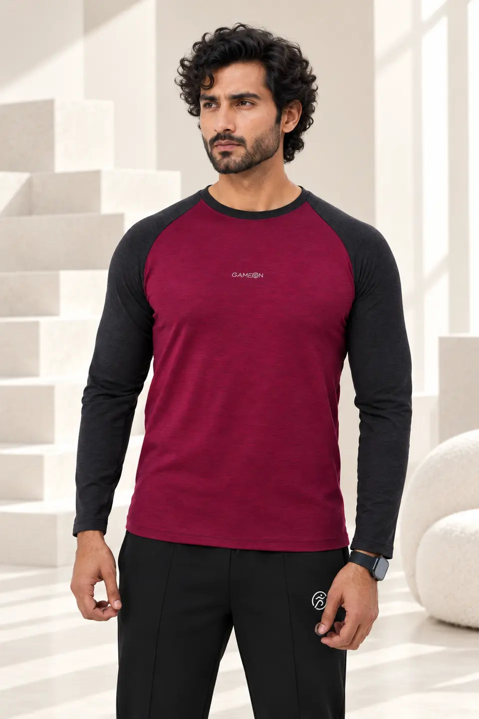 Burgundy Pulse – Men’s Cationic Shirt & Straight-Fit Trouser Set