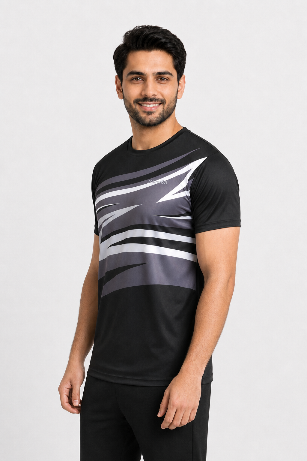GameOn Wild Wave Sublimation Round-Neck Shirt – Black/Grey