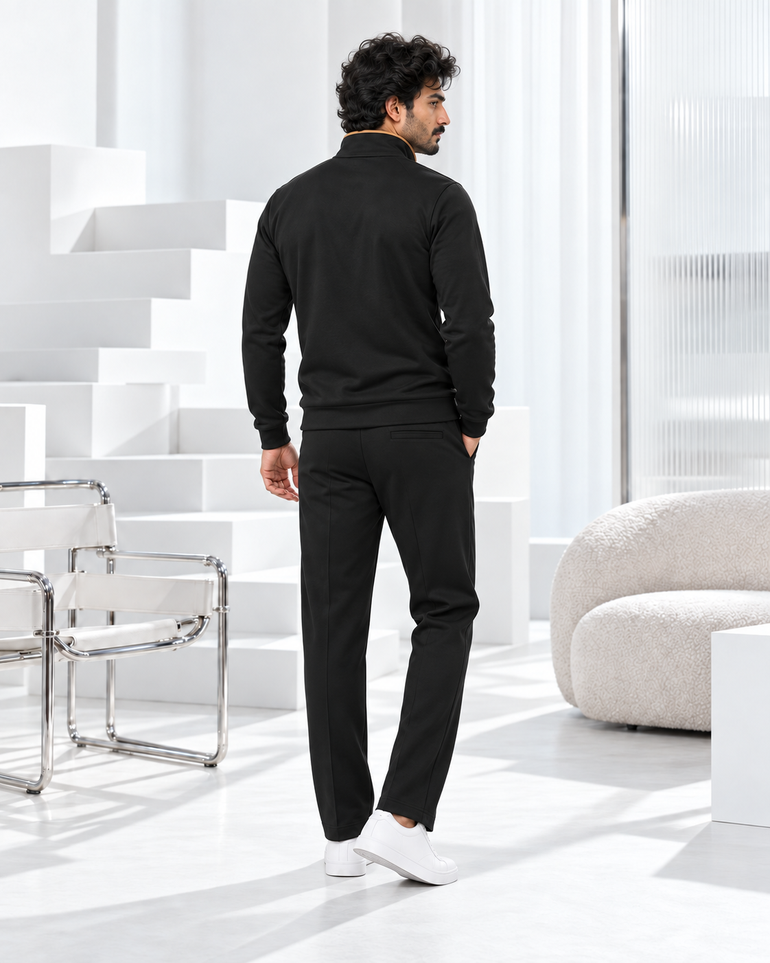 Black Amber Men's Fleece Tracksuit - Black & Camel