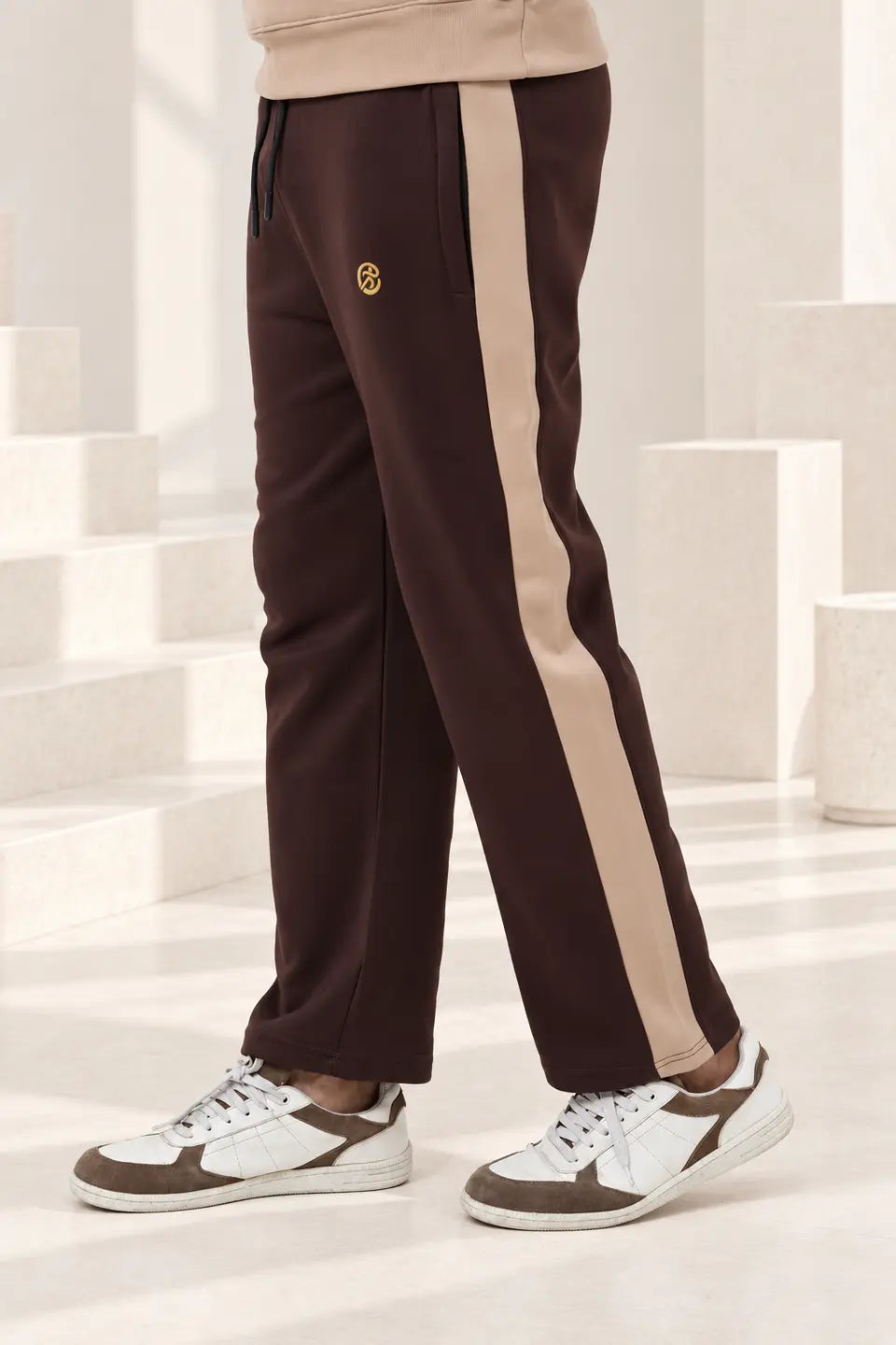 Classic Two-Tone Tracksuit – Camel & Chocolate Brown