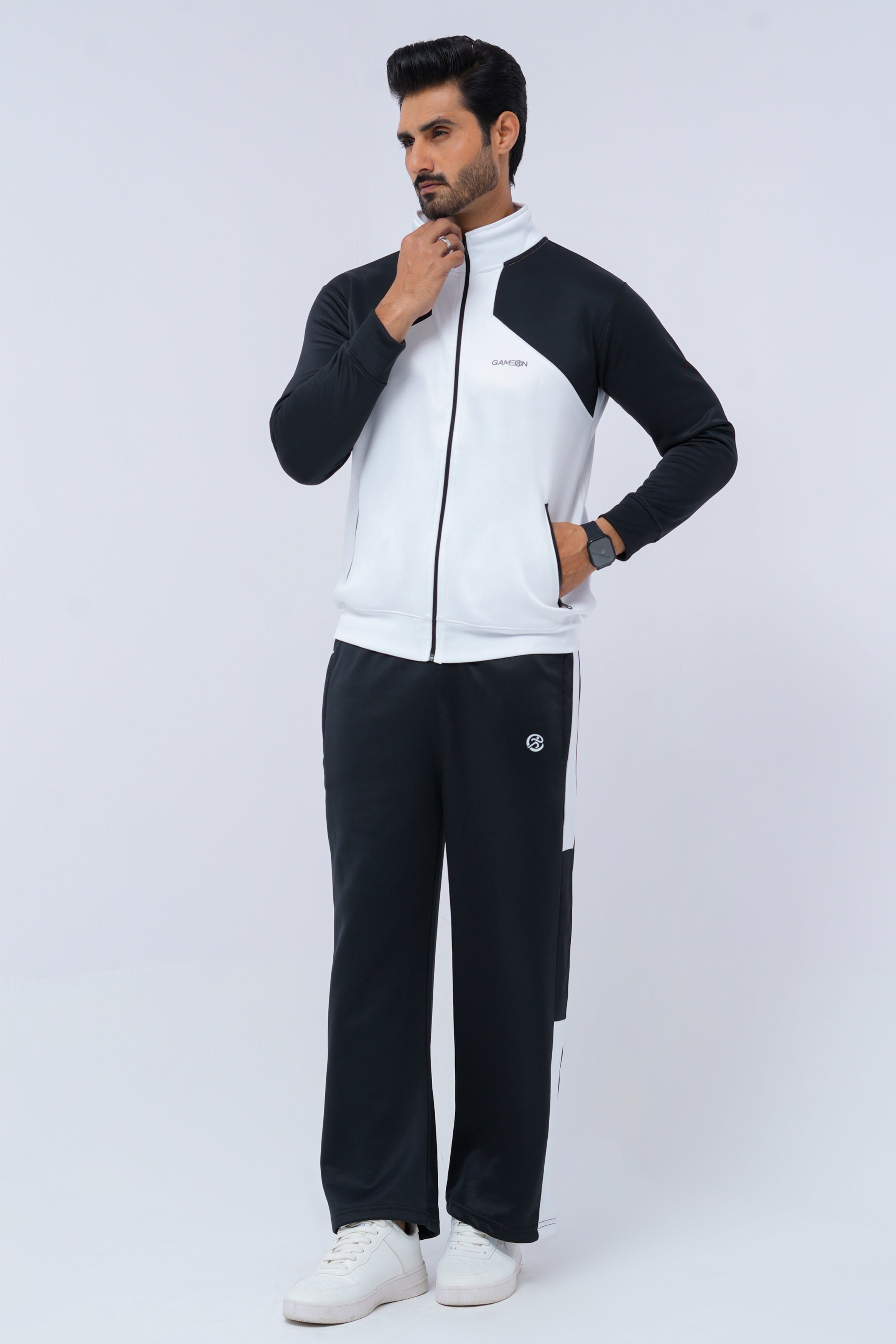 Streetwear Winter Tracksuit – White & Black