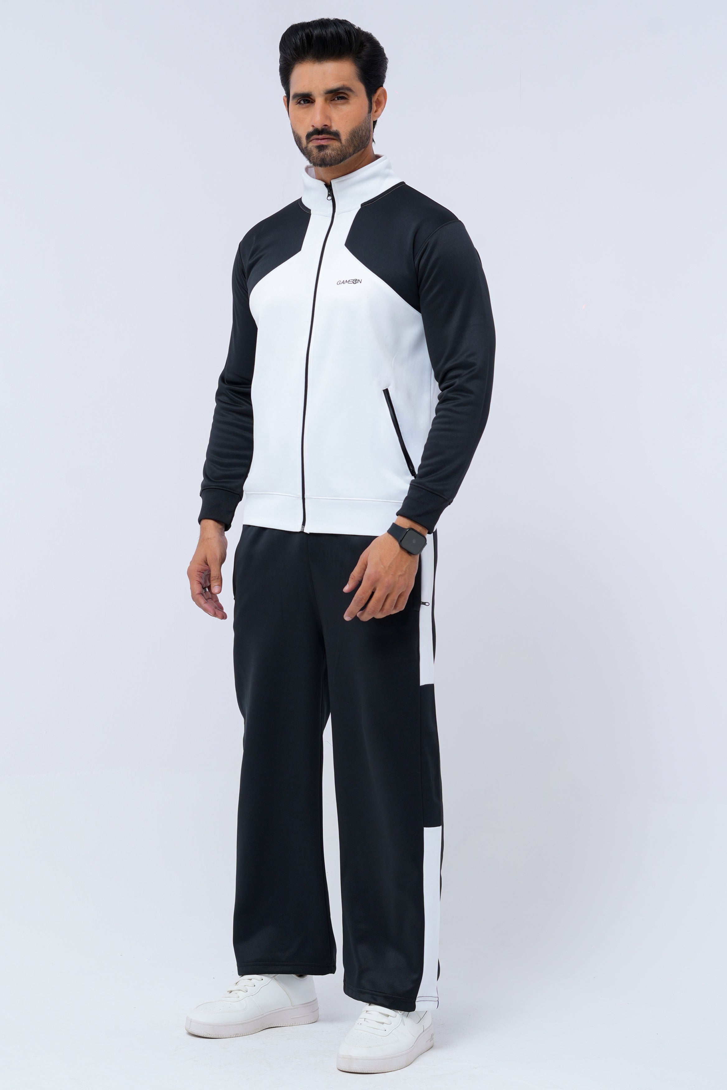 Streetwear Winter Tracksuit – White & Black