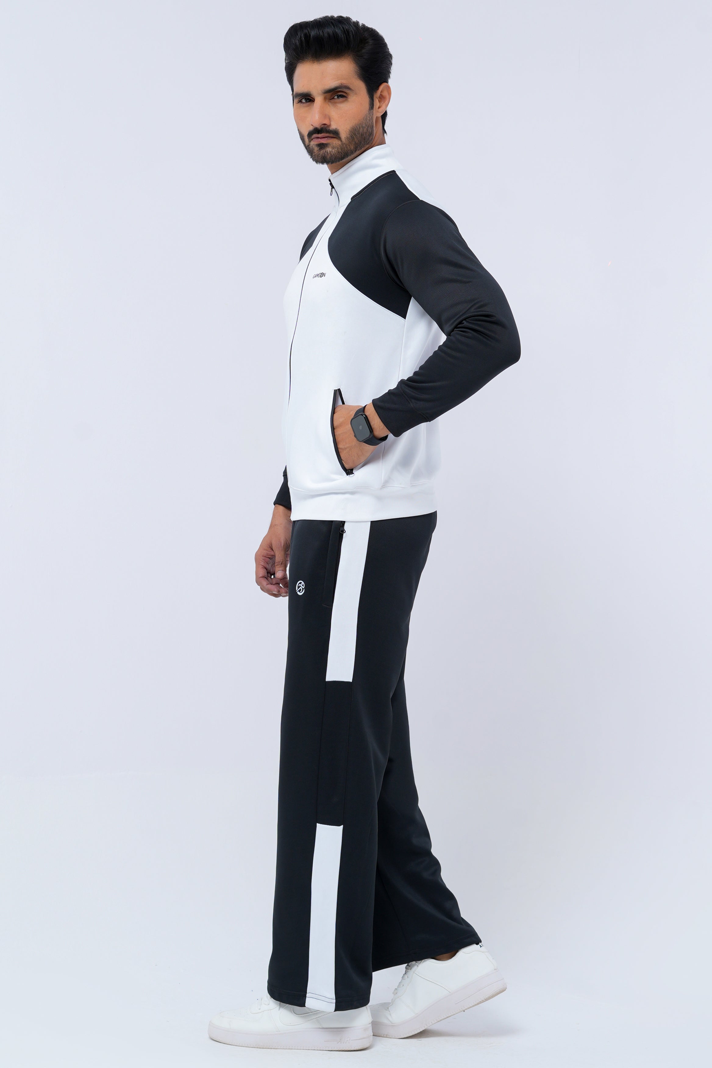 Streetwear Winter Tracksuit – White & Black