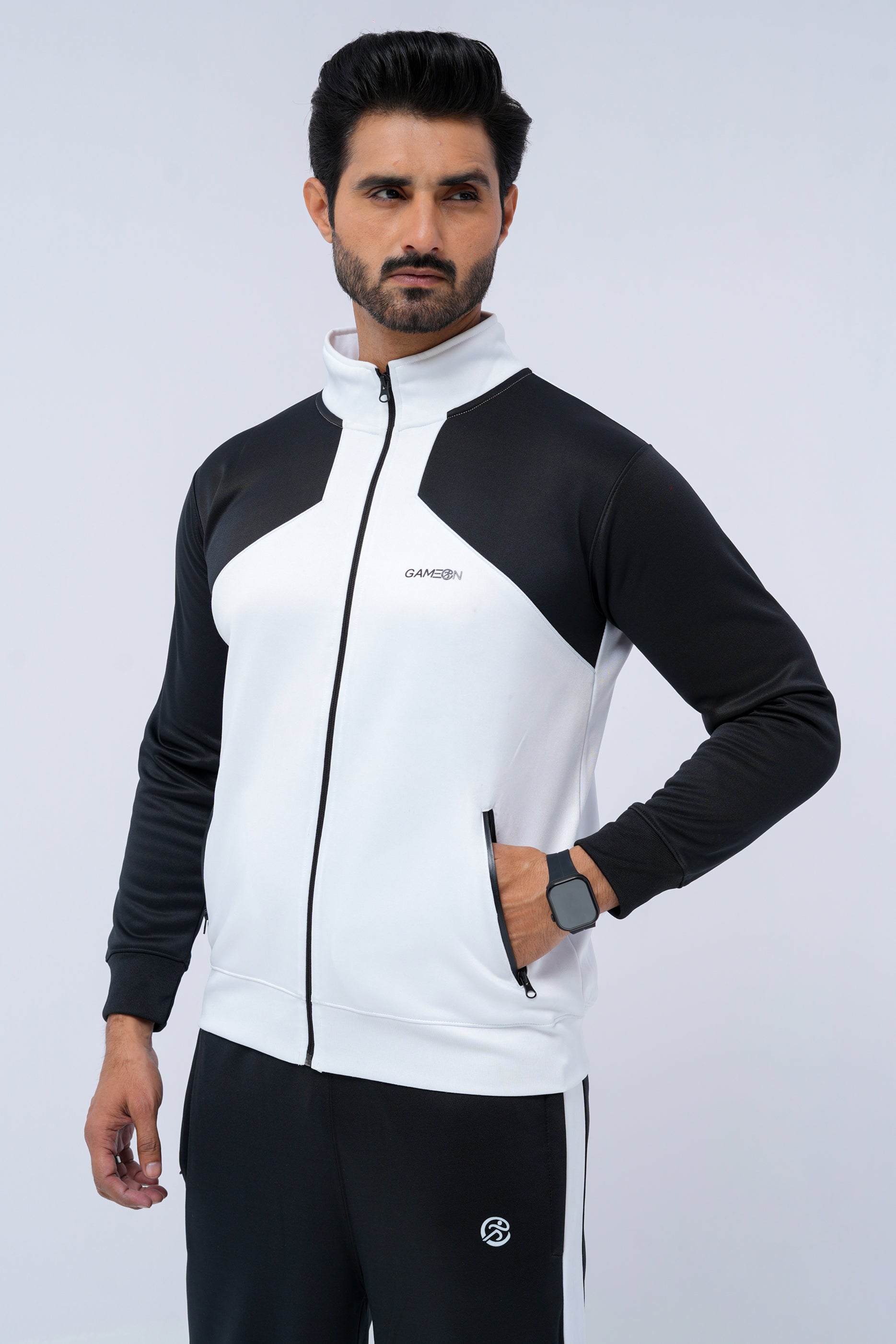 Streetwear Winter Tracksuit – White & Black