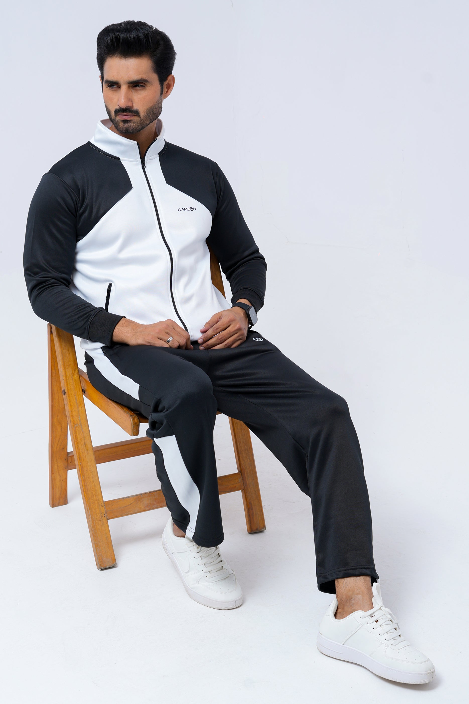 Streetwear Winter Tracksuit – White & Black
