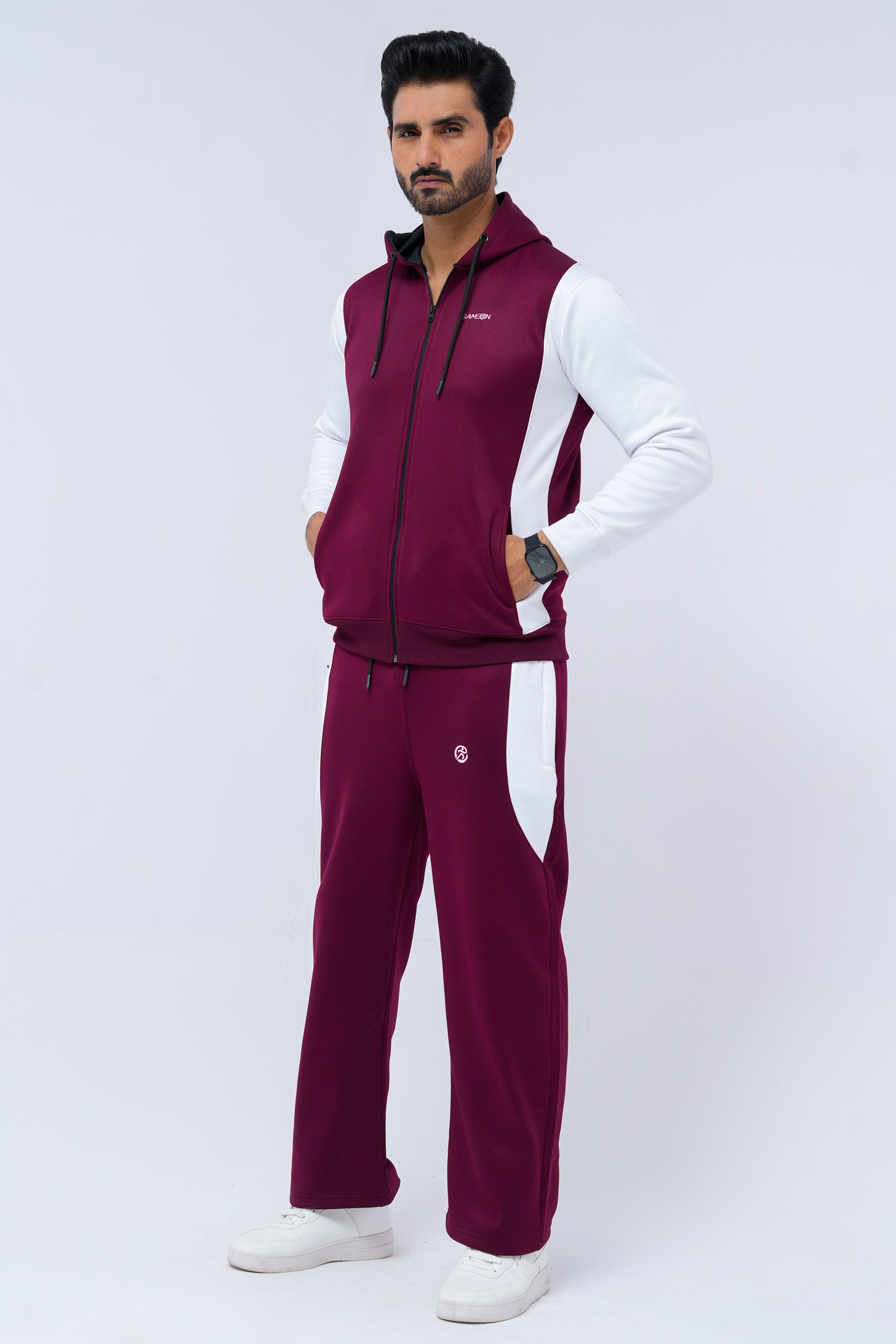 GameOn Burgundy & White Tracksuit