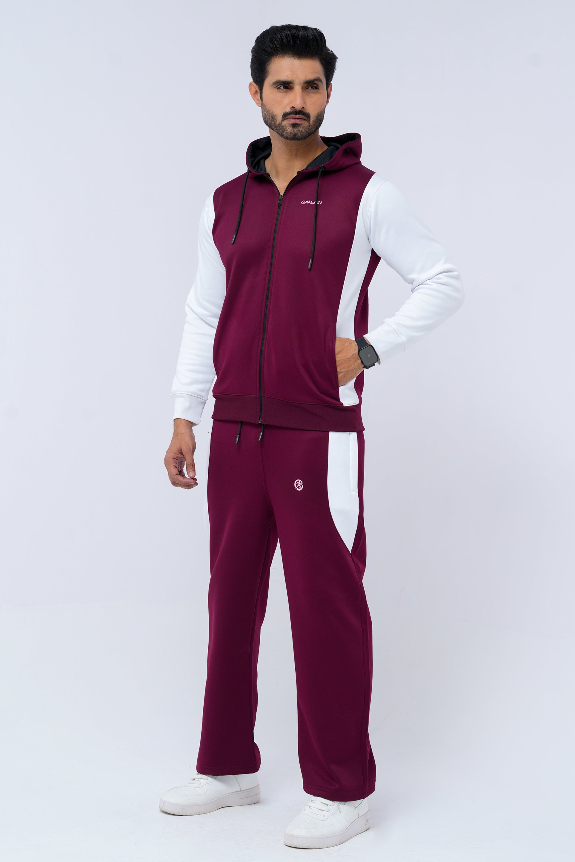 GameOn Burgundy & White Tracksuit