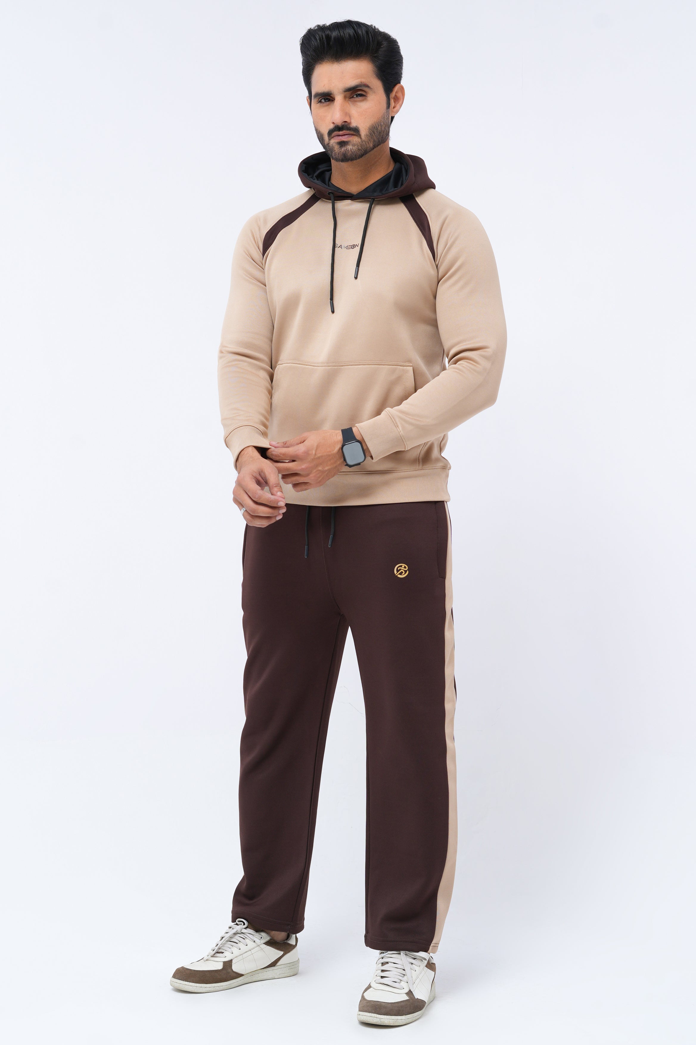 Classic Two-Tone Tracksuit – Camel & Chocolate Brown