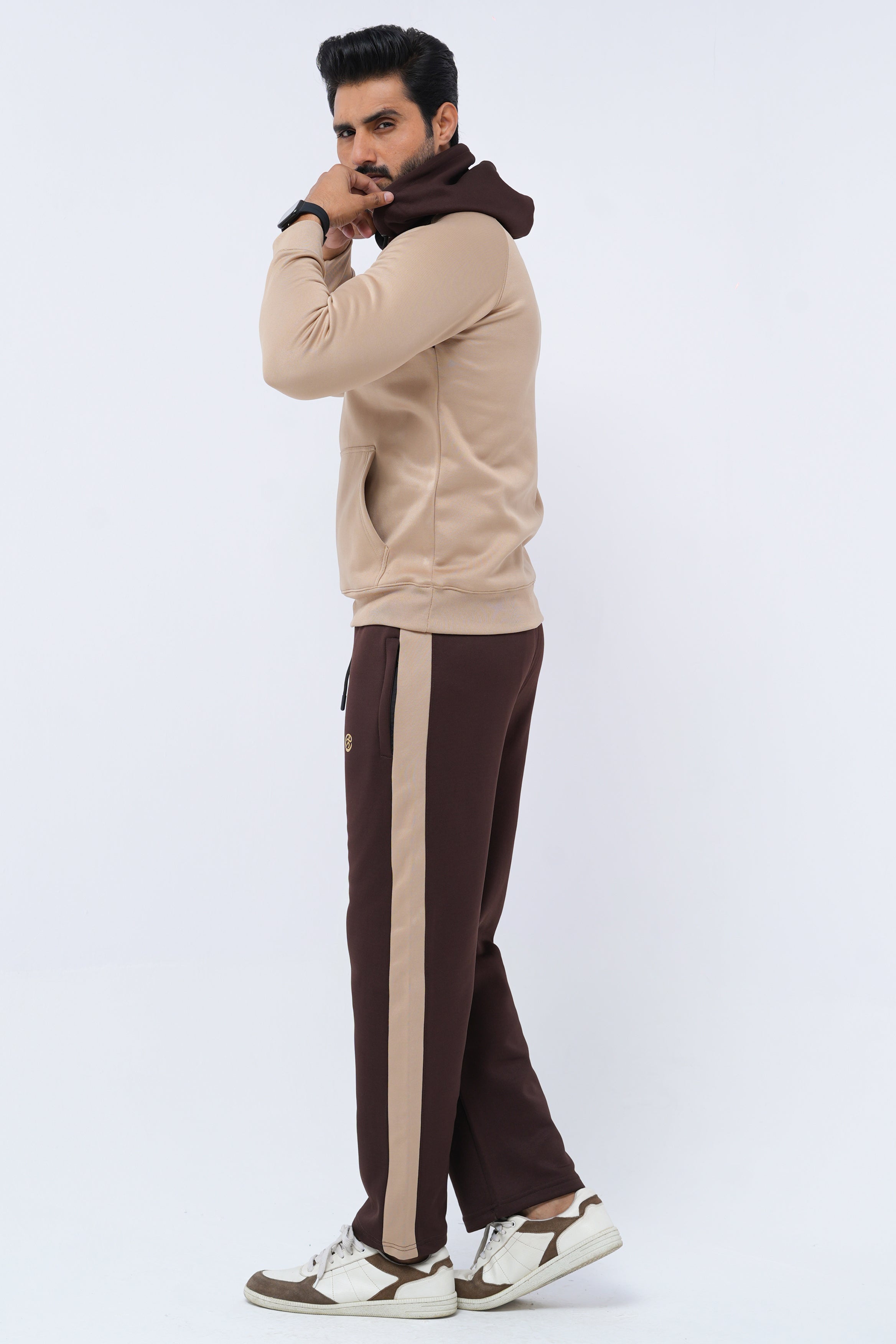 Classic Two-Tone Tracksuit – Camel & Chocolate Brown