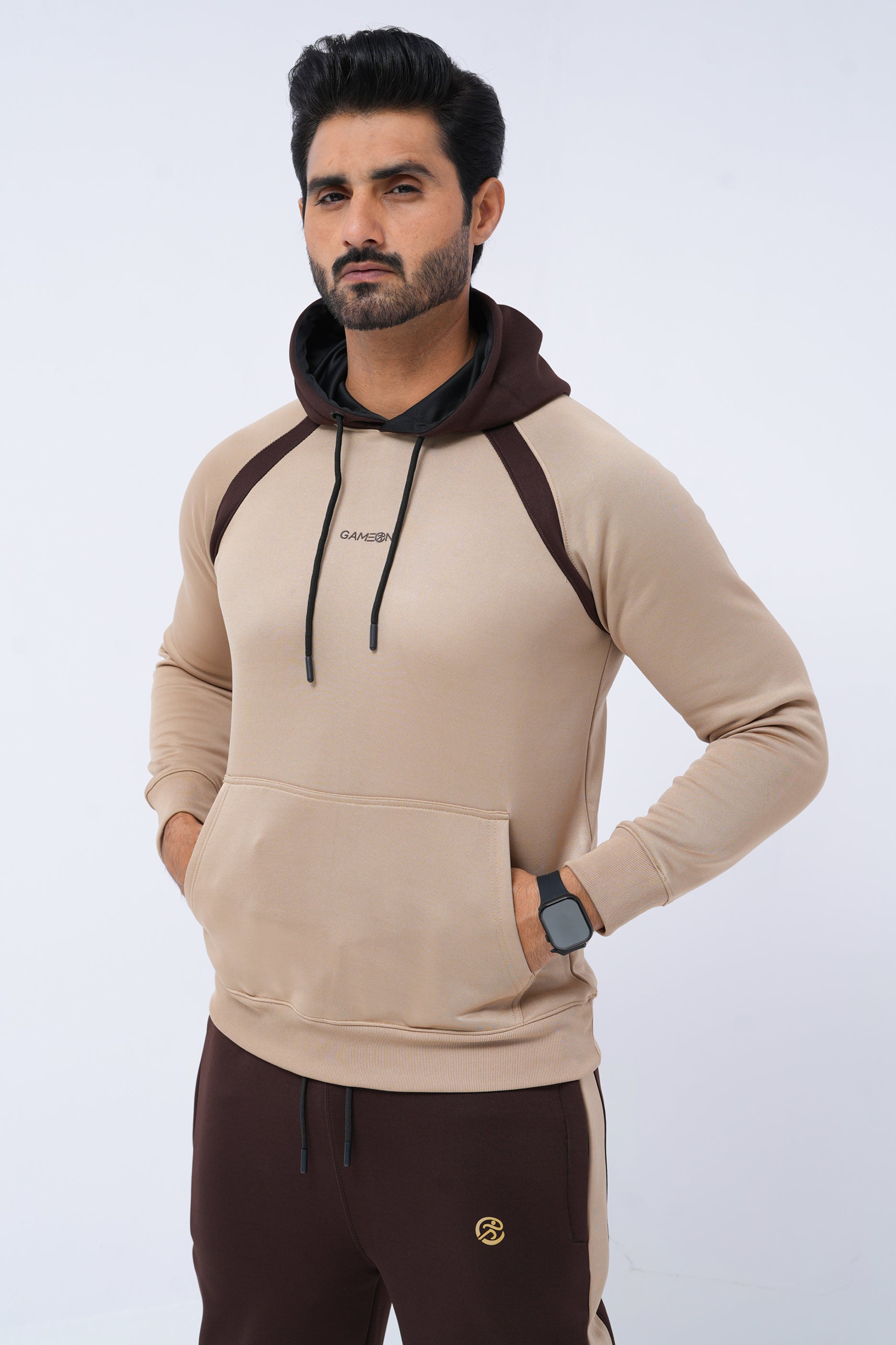 Classic Two-Tone Tracksuit – Camel & Chocolate Brown