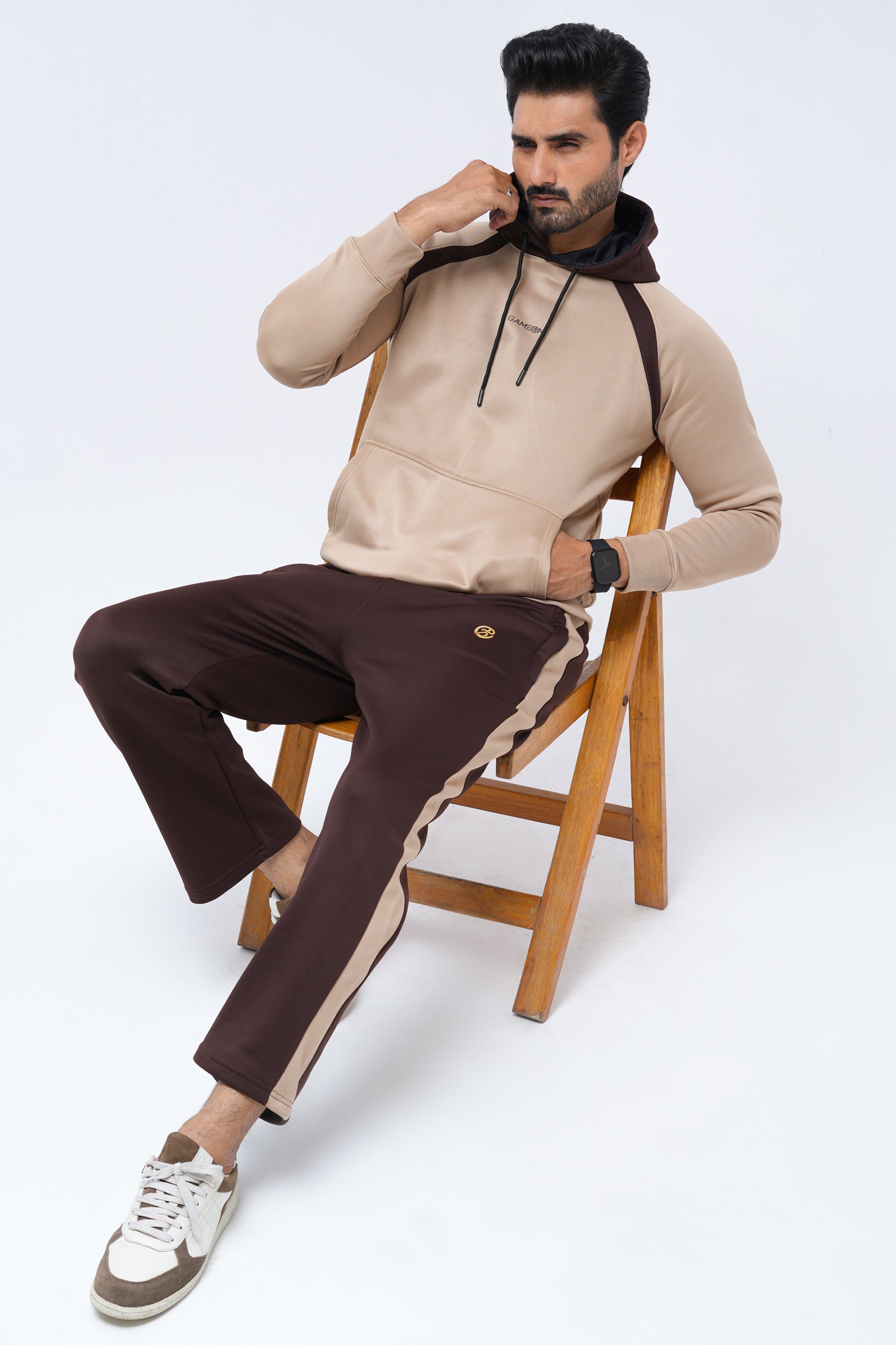Classic Two-Tone Tracksuit – Camel & Chocolate Brown