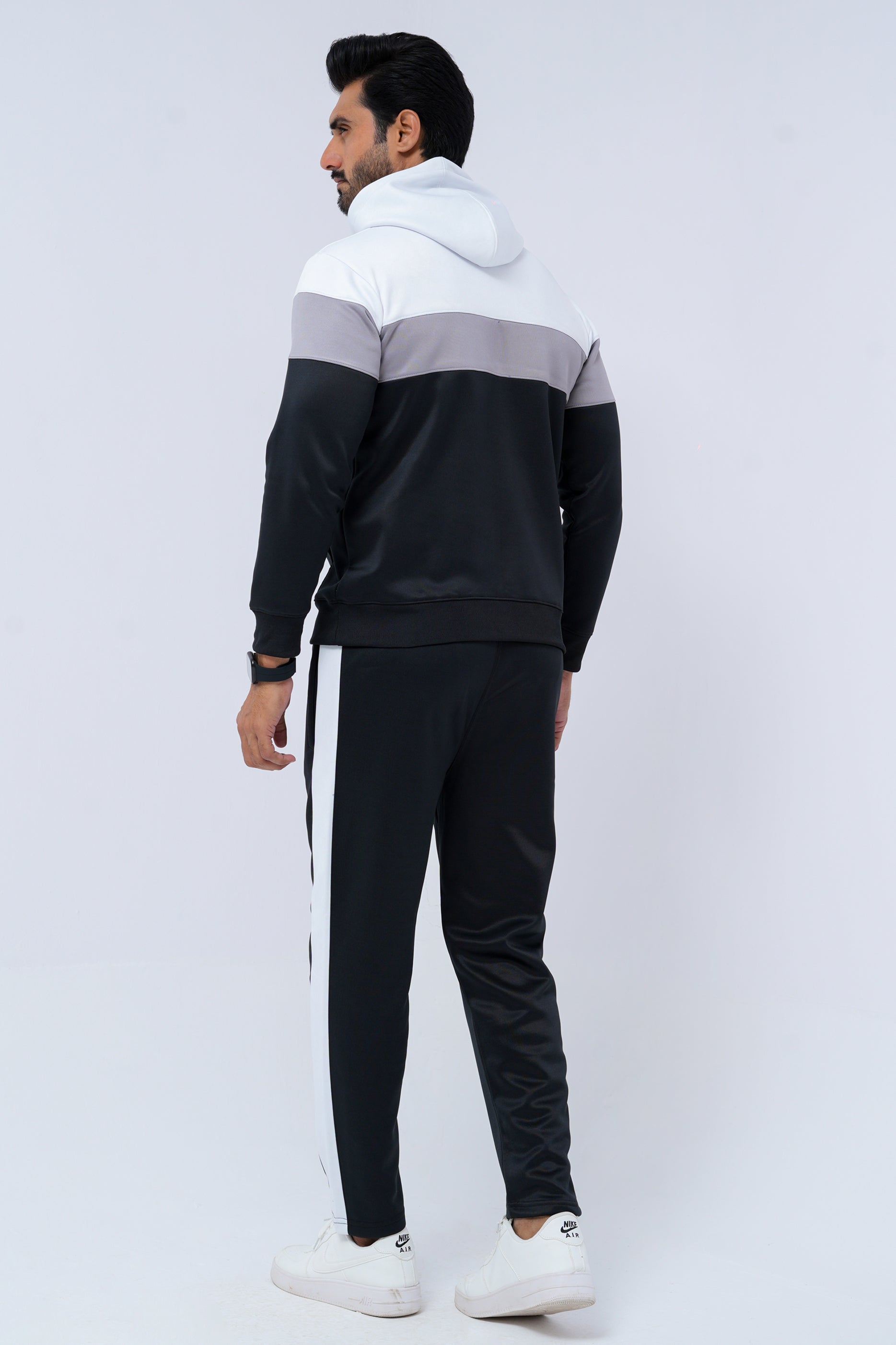 Performance Tracksuit – Black, Grey & White