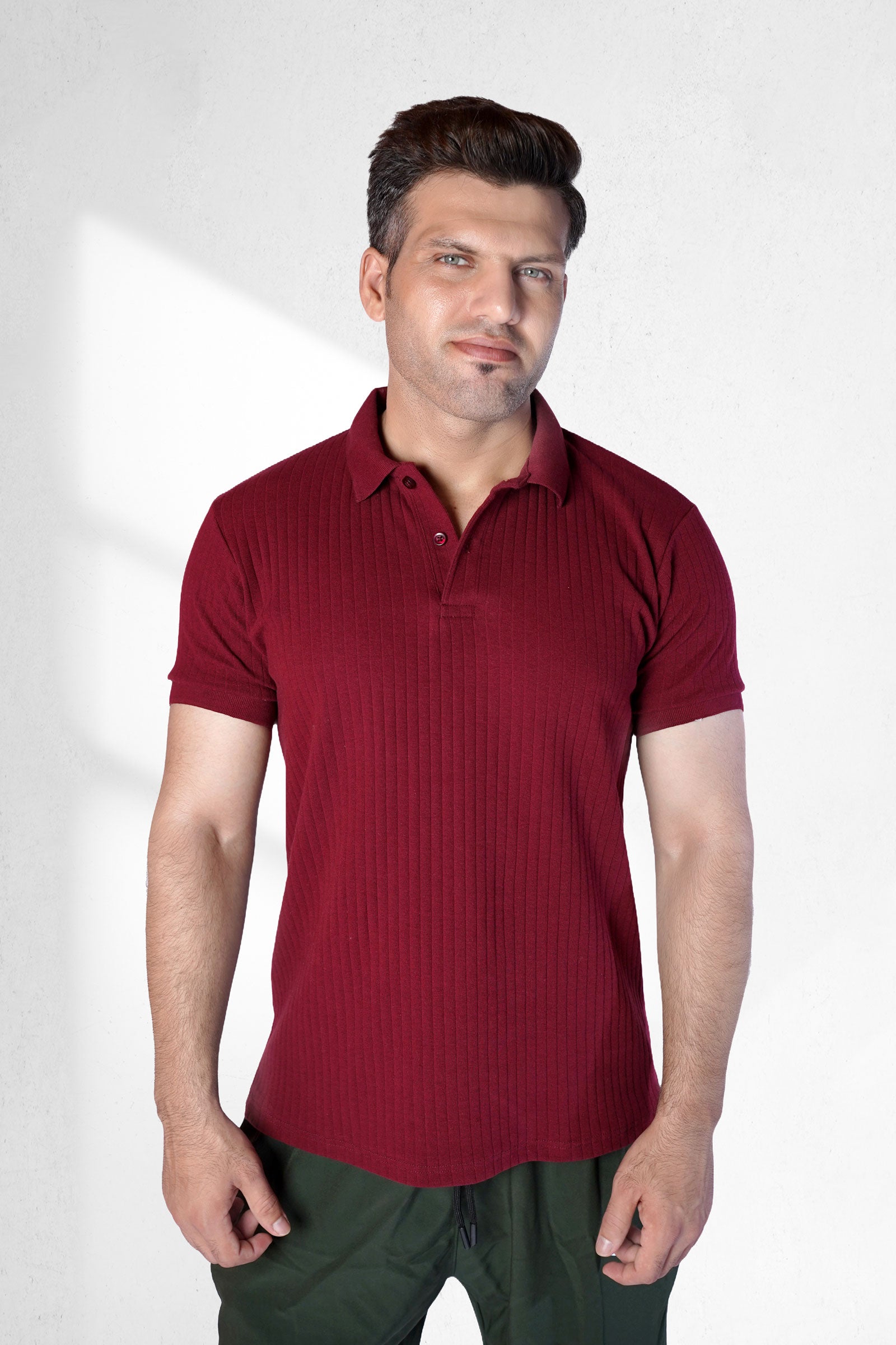 Maroon Textured Polo – Rich Hue, Refined Style