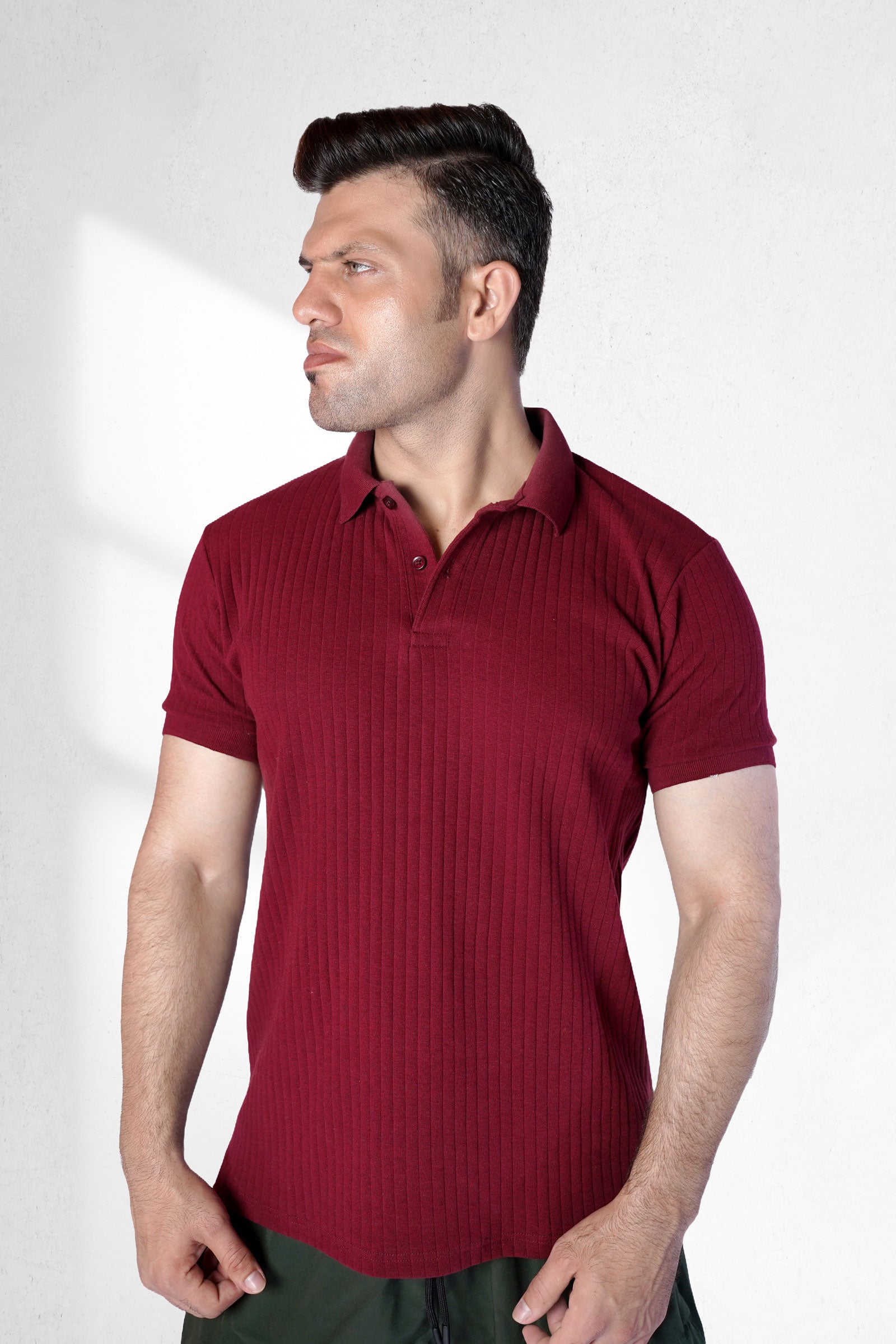 Maroon Textured Polo – Rich Hue, Refined Style