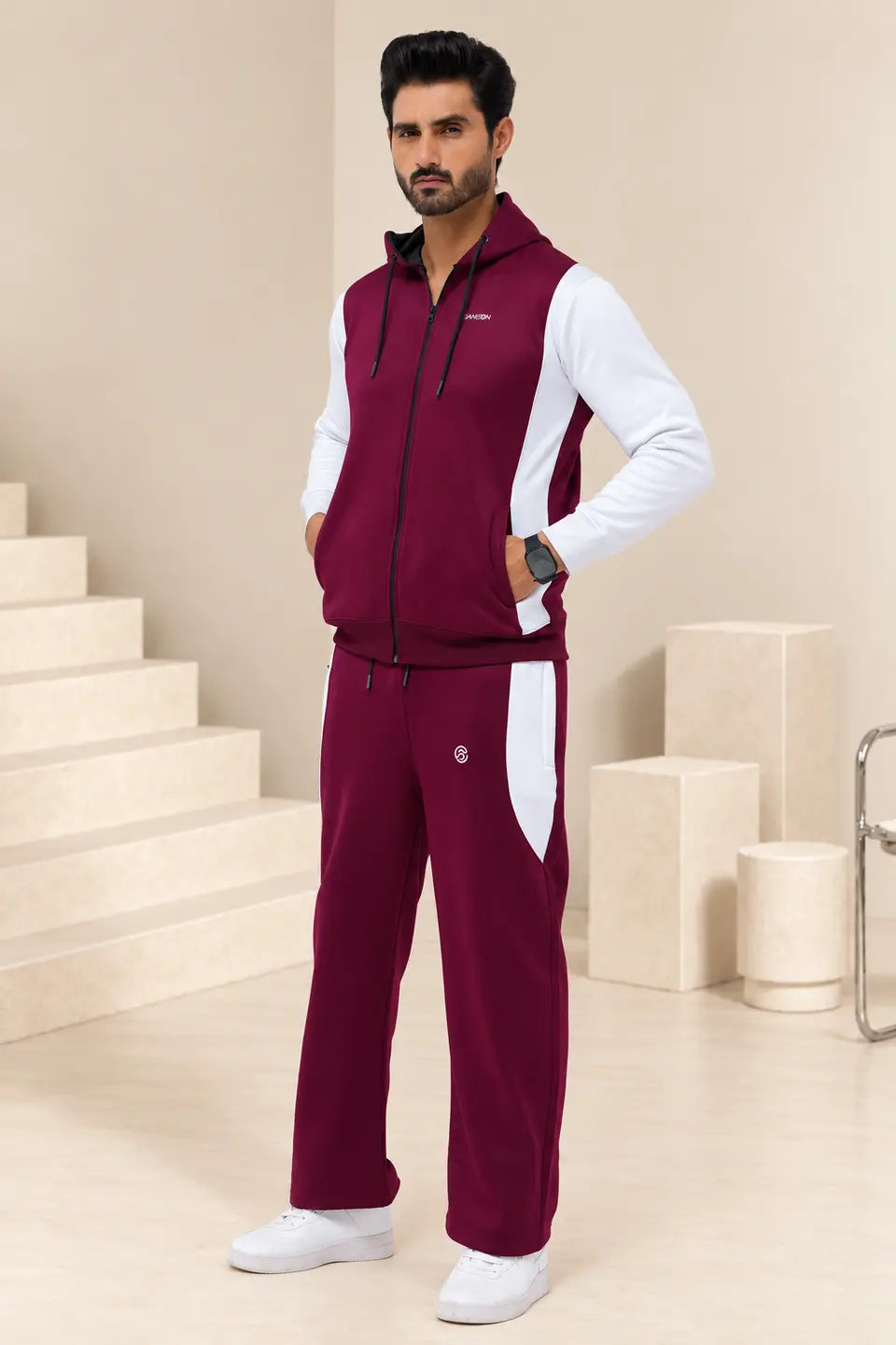 GameOn Burgundy & White Tracksuit