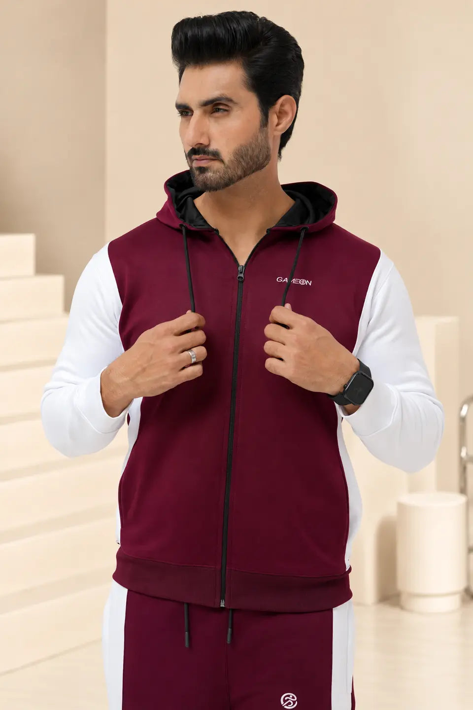 GameOn Burgundy & White Tracksuit