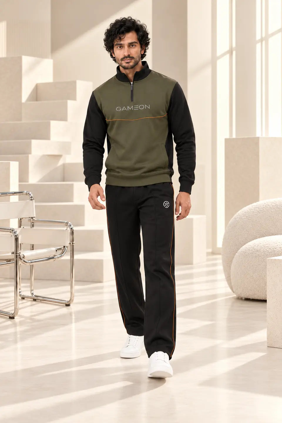 Olive Horizon Men’s Winter Tracksuit - Olive, Camel & Black