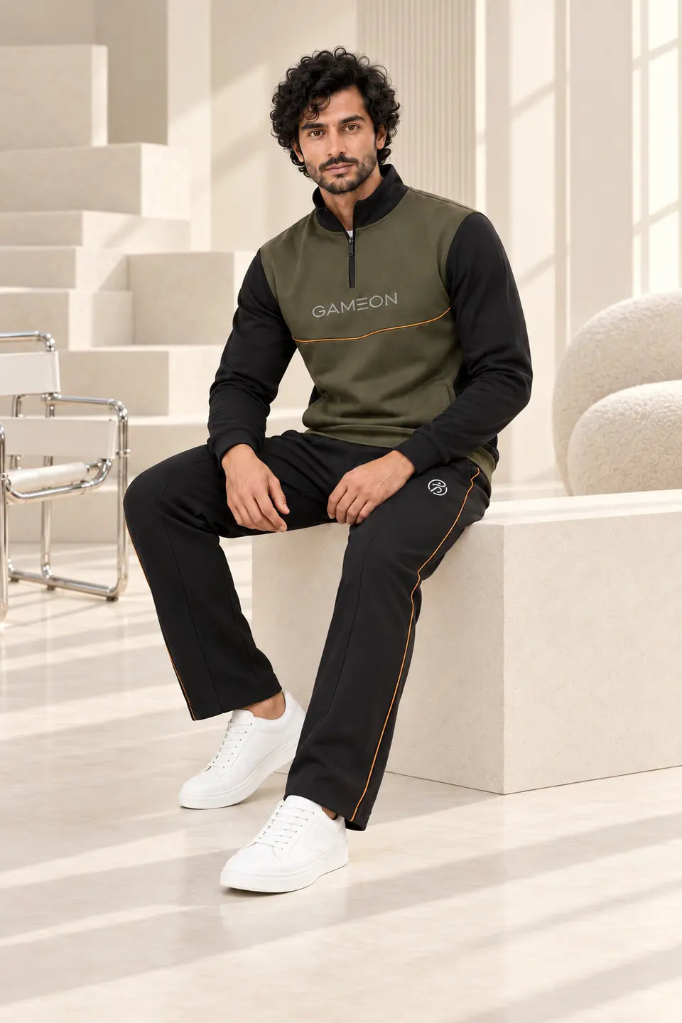 Olive Horizon Men’s Winter Tracksuit - Olive, Camel & Black