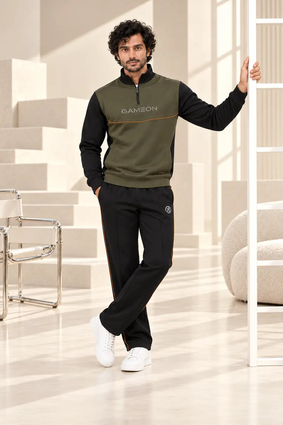 Olive Horizon Men’s Winter Tracksuit - Olive, Camel & Black
