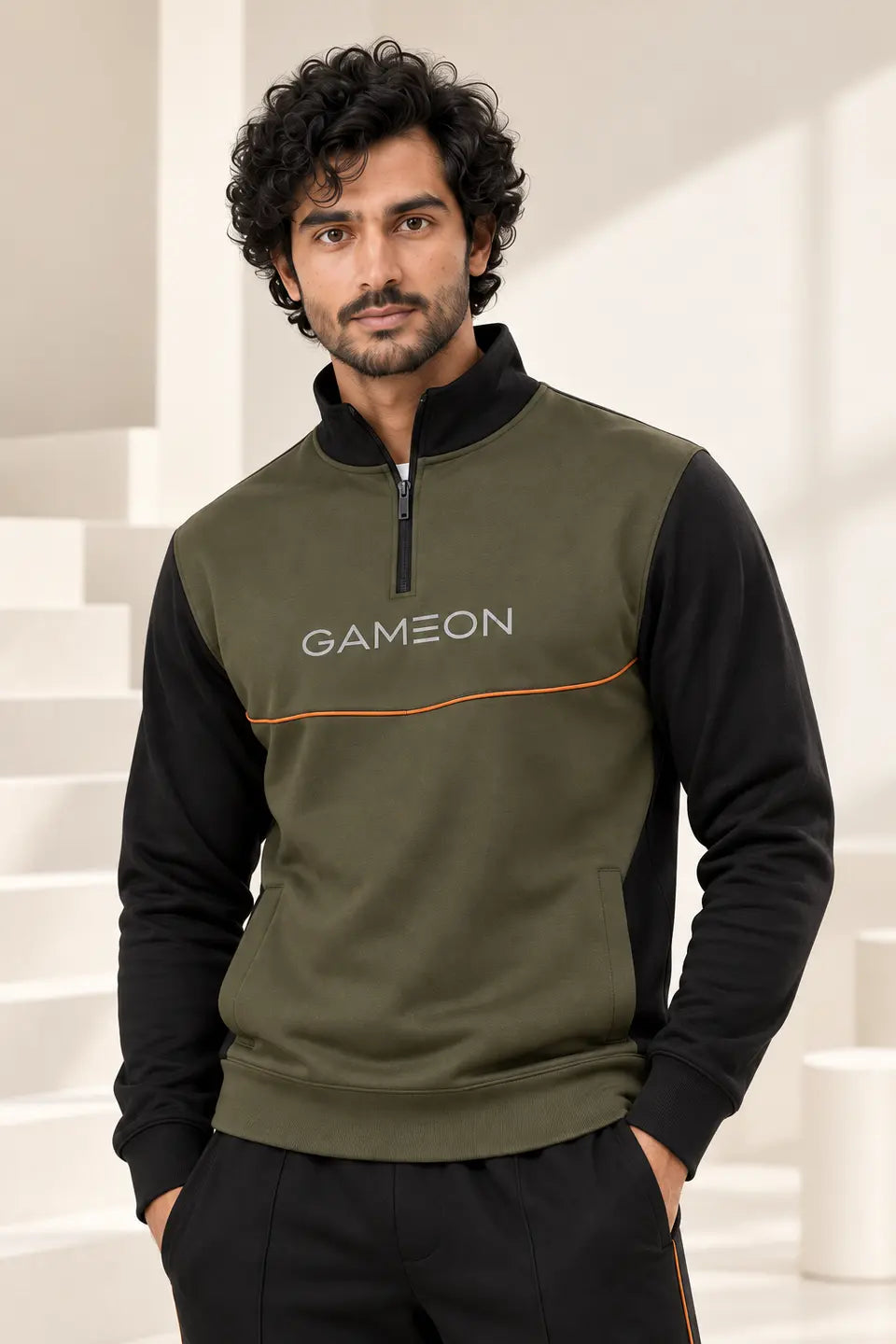 Olive Horizon Men’s Winter Tracksuit - Olive, Camel & Black