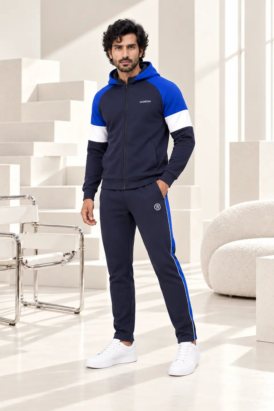 Royal Sprint Tracksuit - White, Royal Navy & Deep Navy