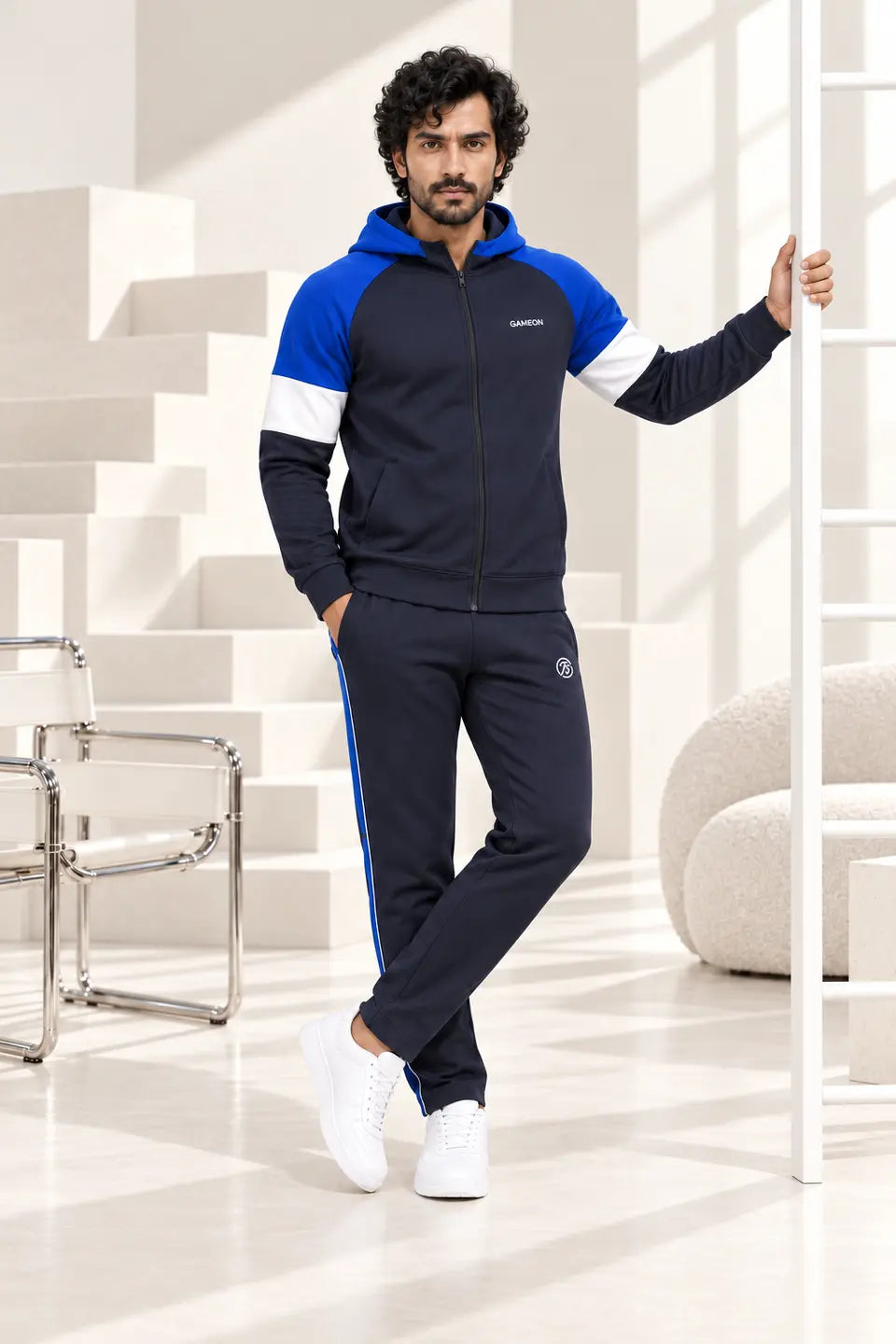 Royal Sprint Tracksuit - White, Royal Navy & Deep Navy