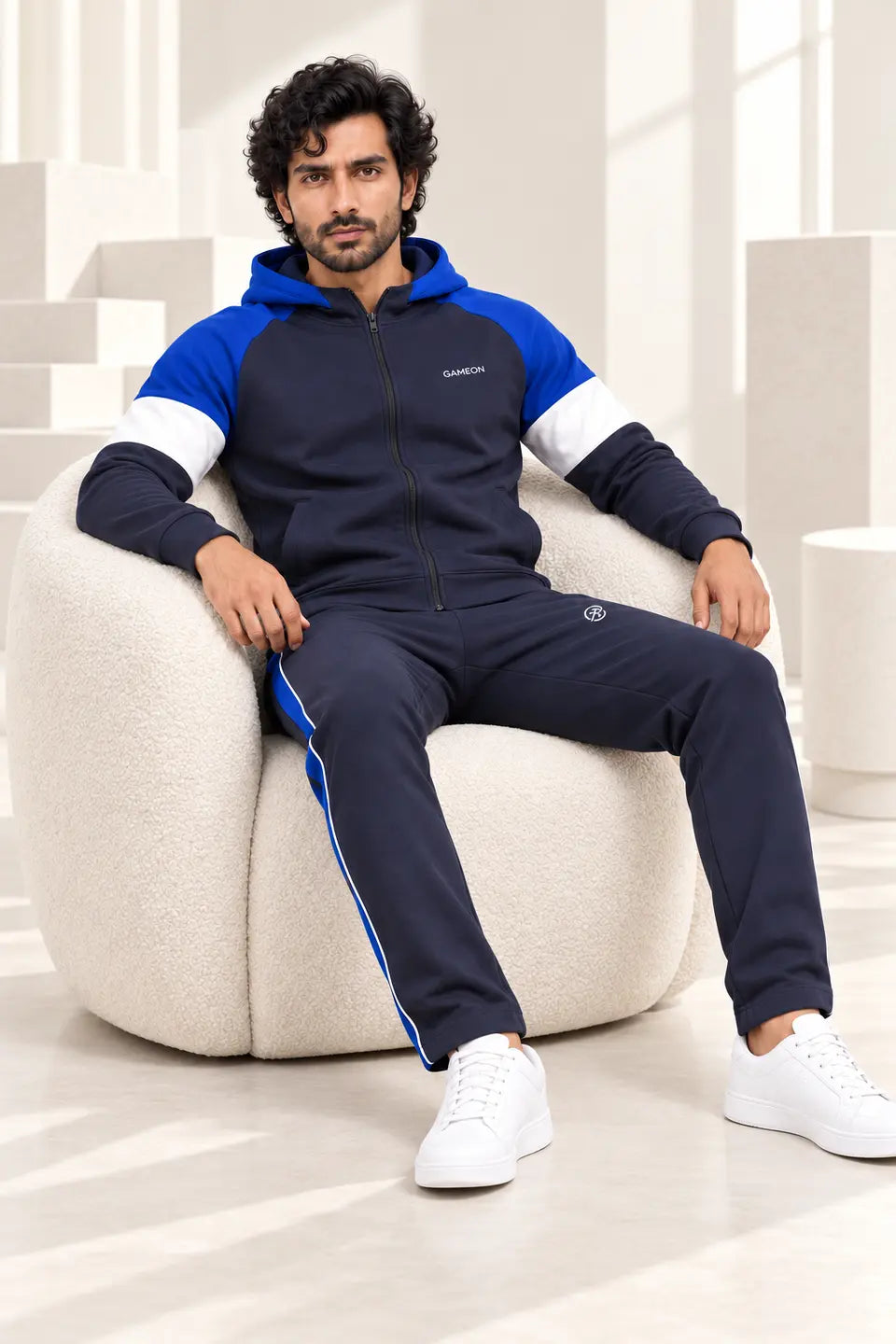 Royal Sprint Tracksuit - White, Royal Navy & Deep Navy