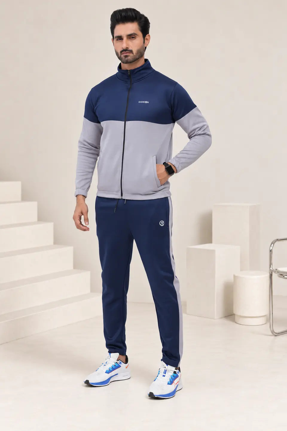 Urban Sprint Tracksuit – Navy & Grey