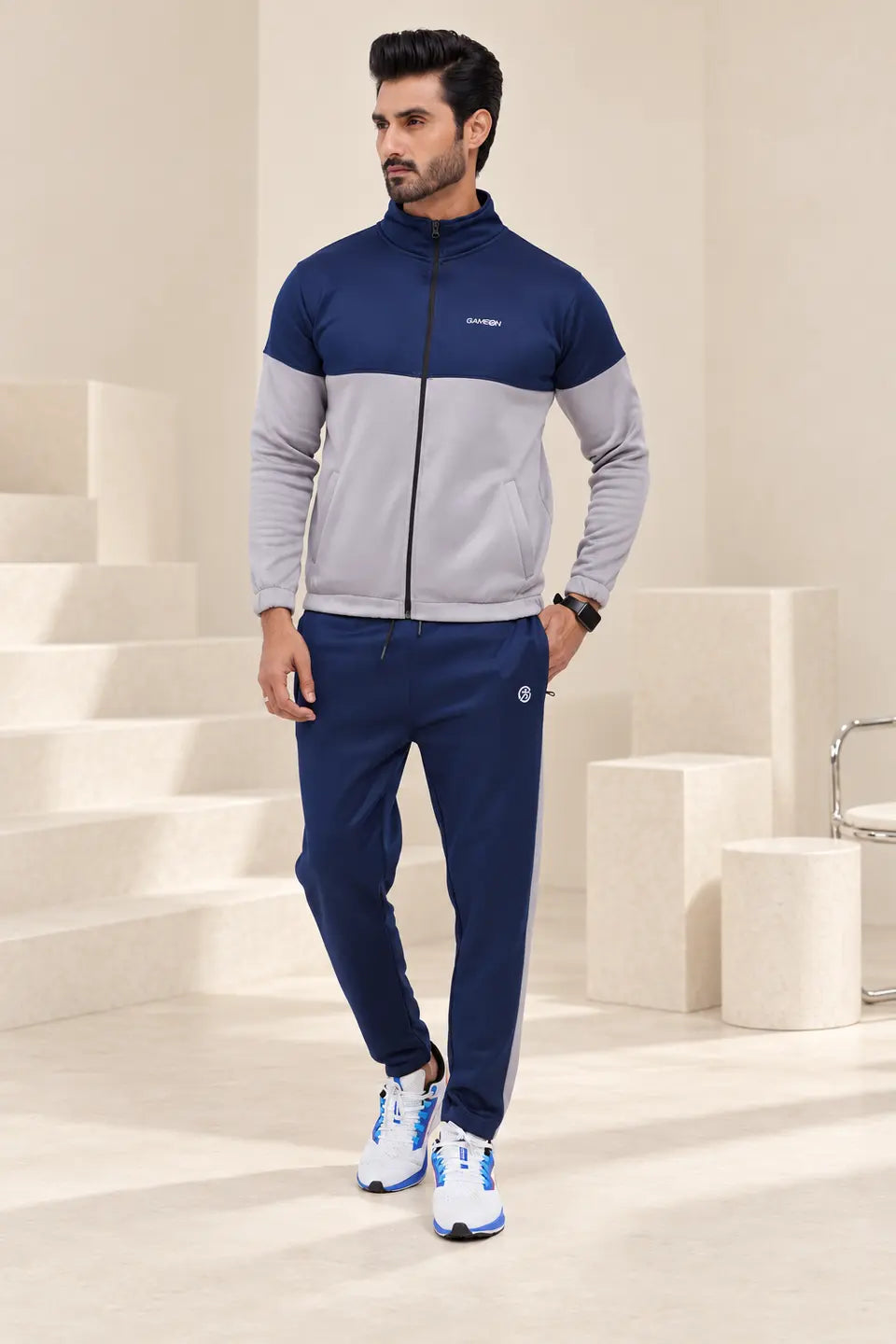 Urban Sprint Tracksuit – Navy & Grey