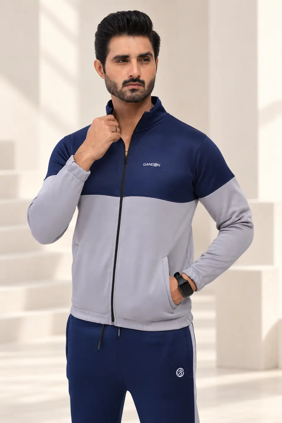 Urban Sprint Tracksuit – Navy & Grey