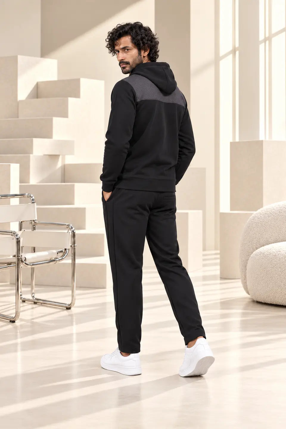 Volt Shadow Men's Fleece Tracksuit - Black & Charcol Gray