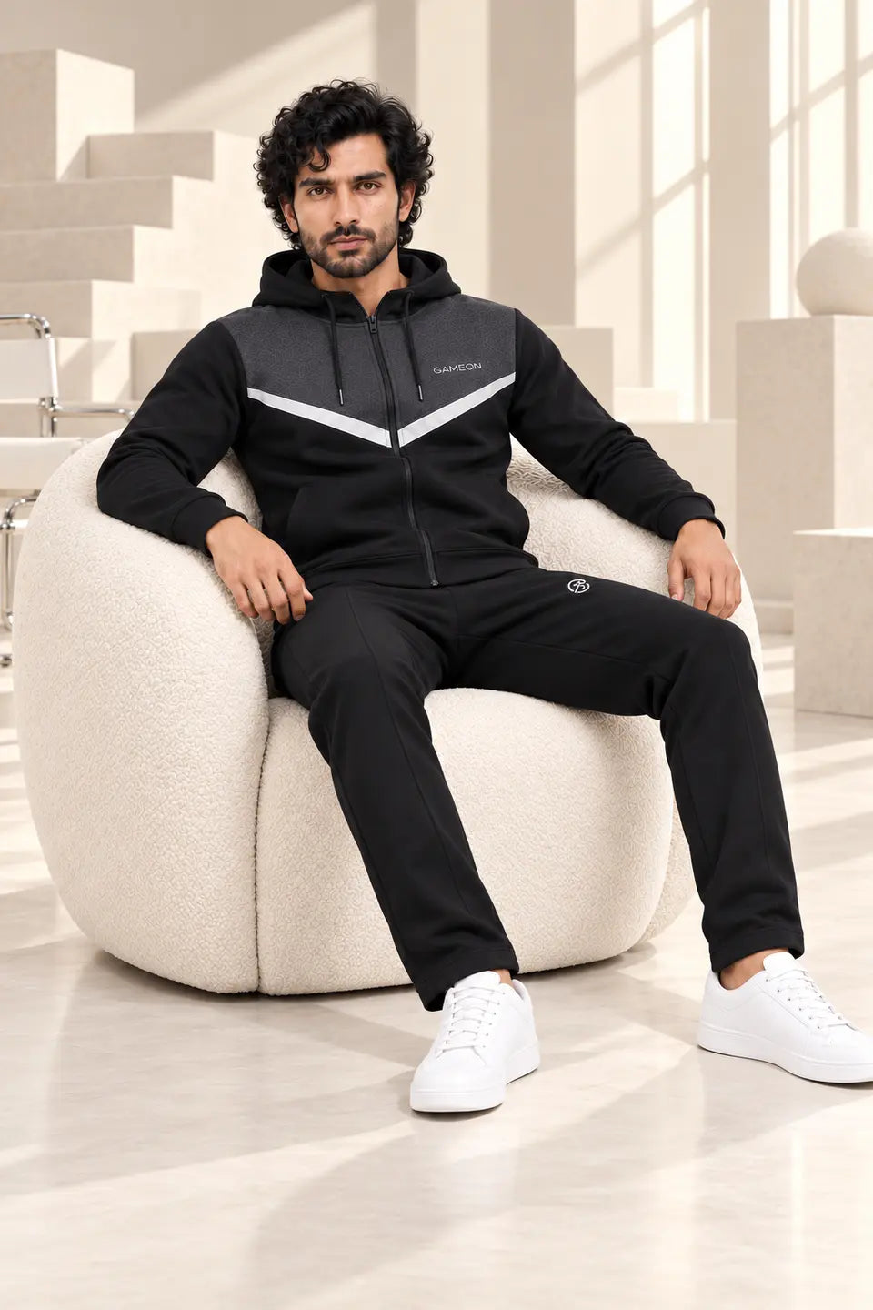 Volt Shadow Men's Fleece Tracksuit - Black & Charcol Gray