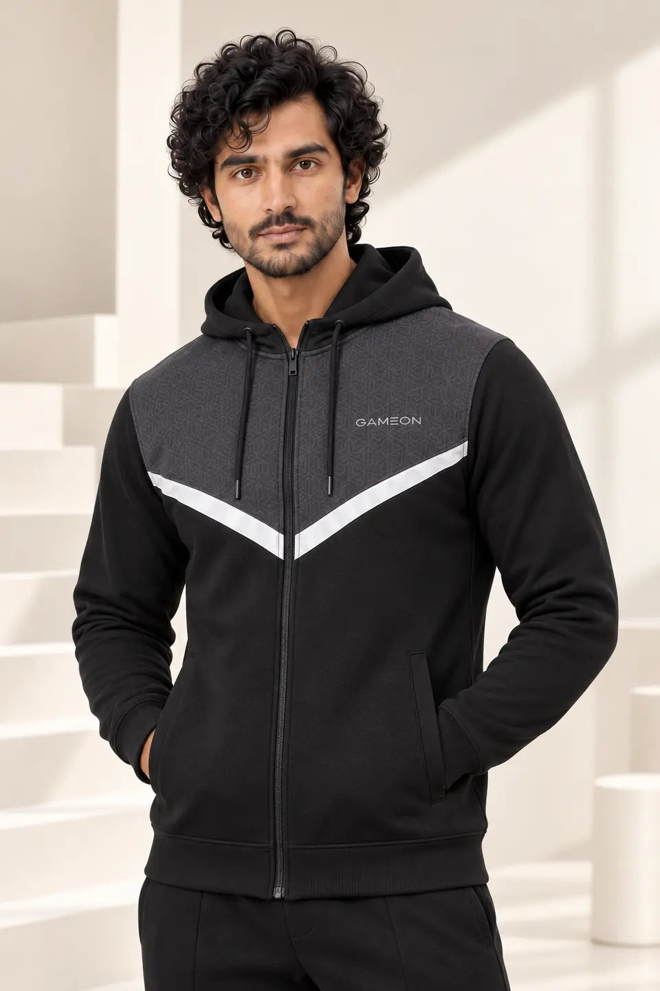 Volt Shadow Men's Fleece Tracksuit - Black & Charcol Gray